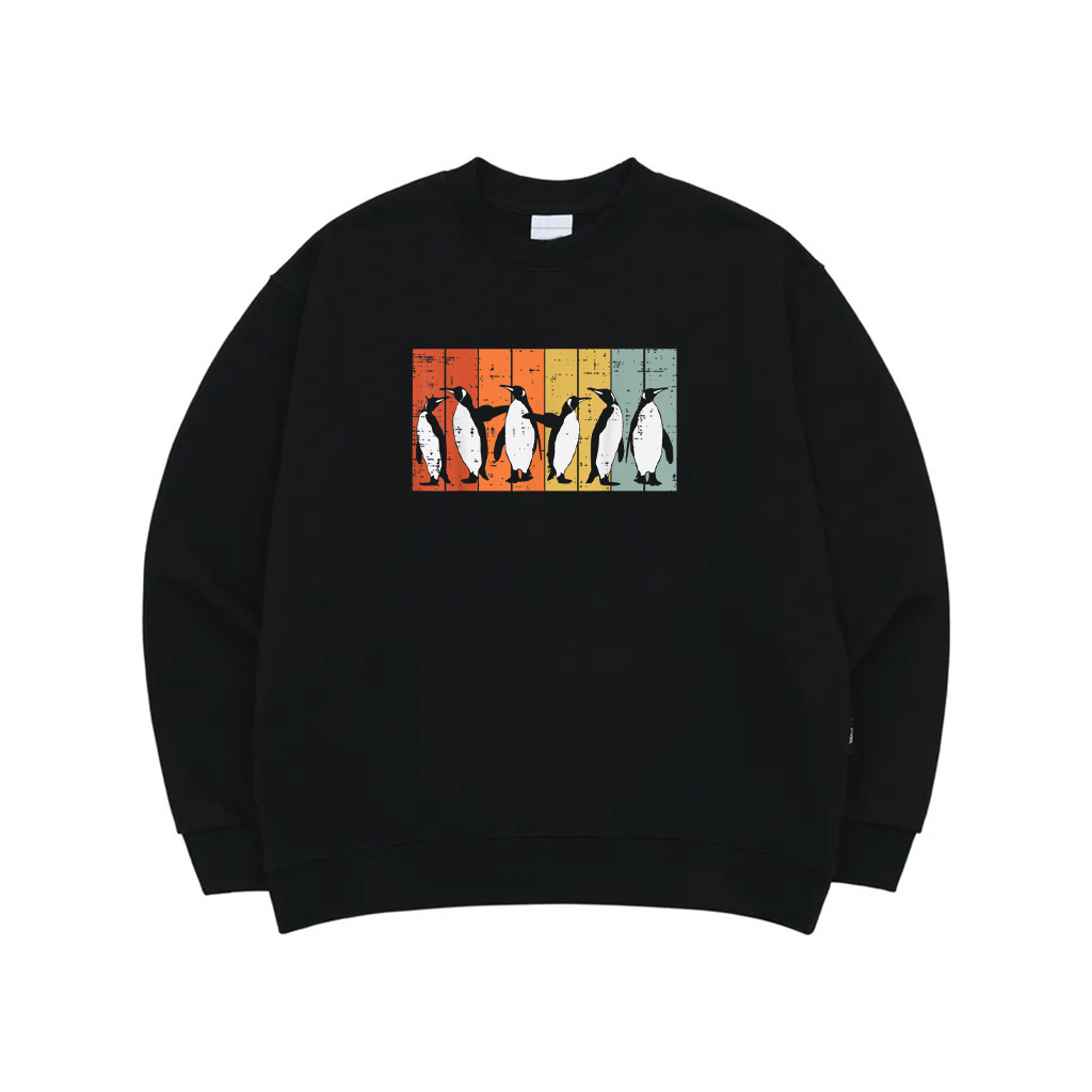 Penguins Retro Stripes Retro Antarctic Bird Kids Men Women Sweatshirt