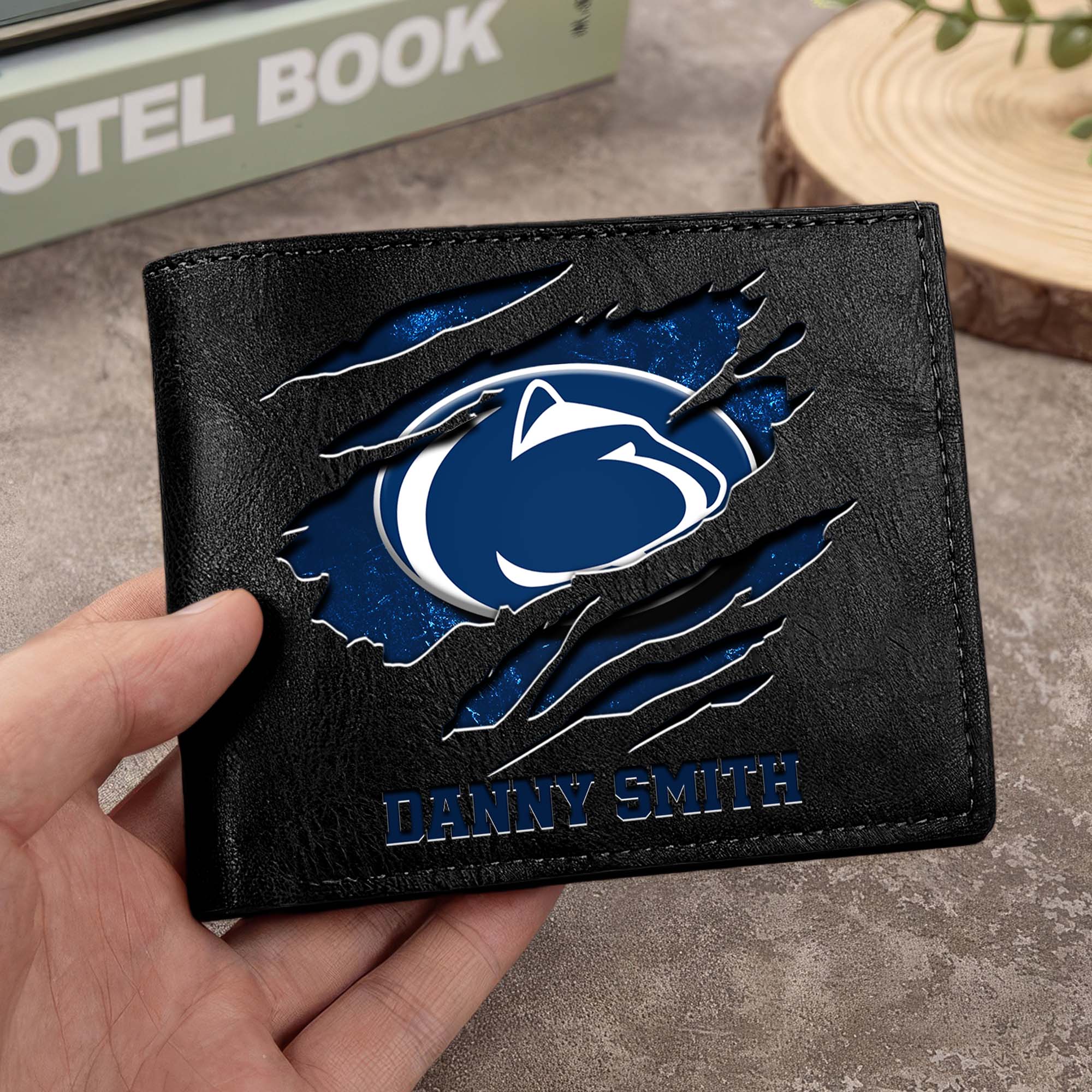 Penn State Nittany Lions Men Wallet Custom Your Name, Football Team Men Wallet For Fans, Gifts For Football Lovers