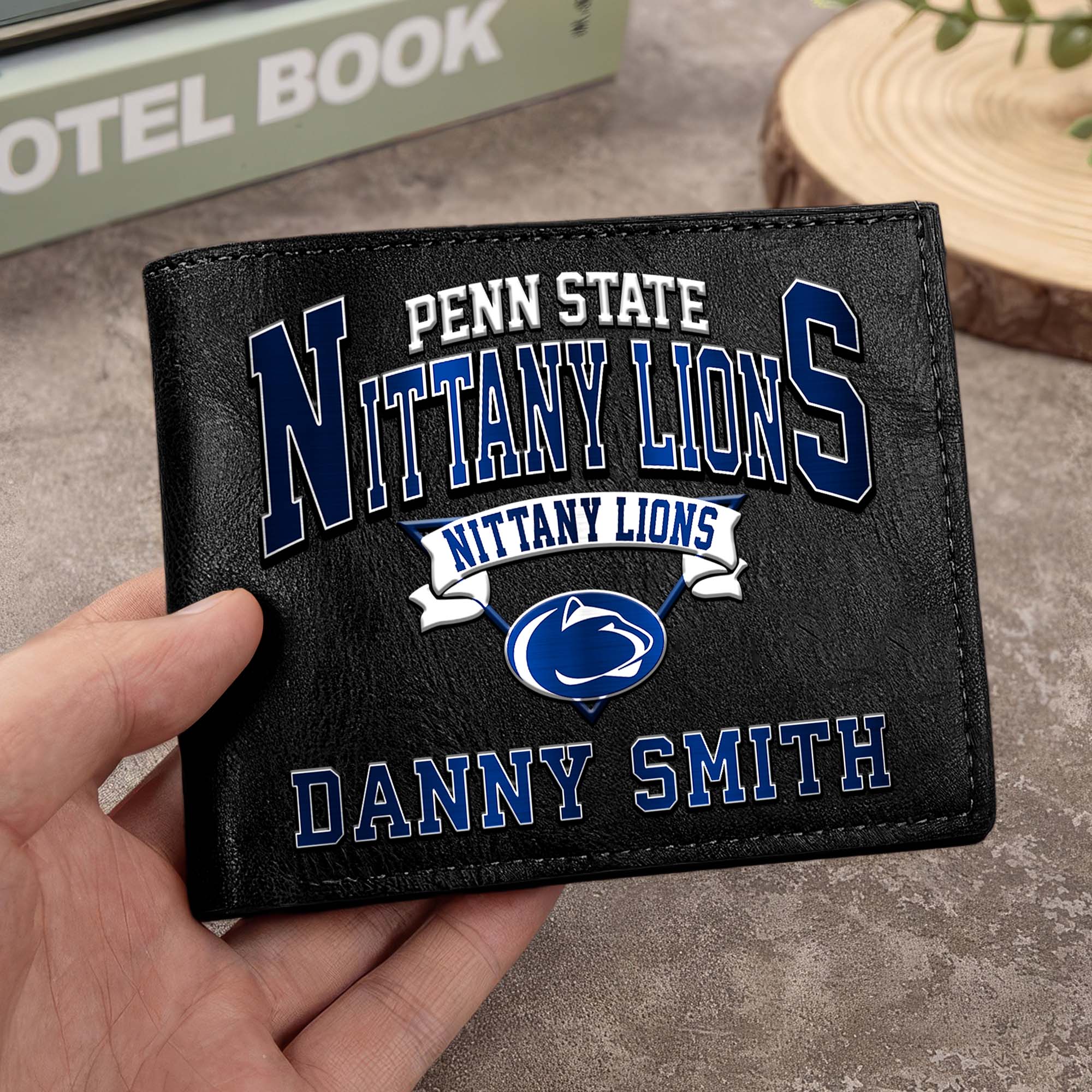 Penn State Nittany Lions Men Wallet Custom Your Name, Football Team Men Wallet For Fans, Gifts For Football Lovers