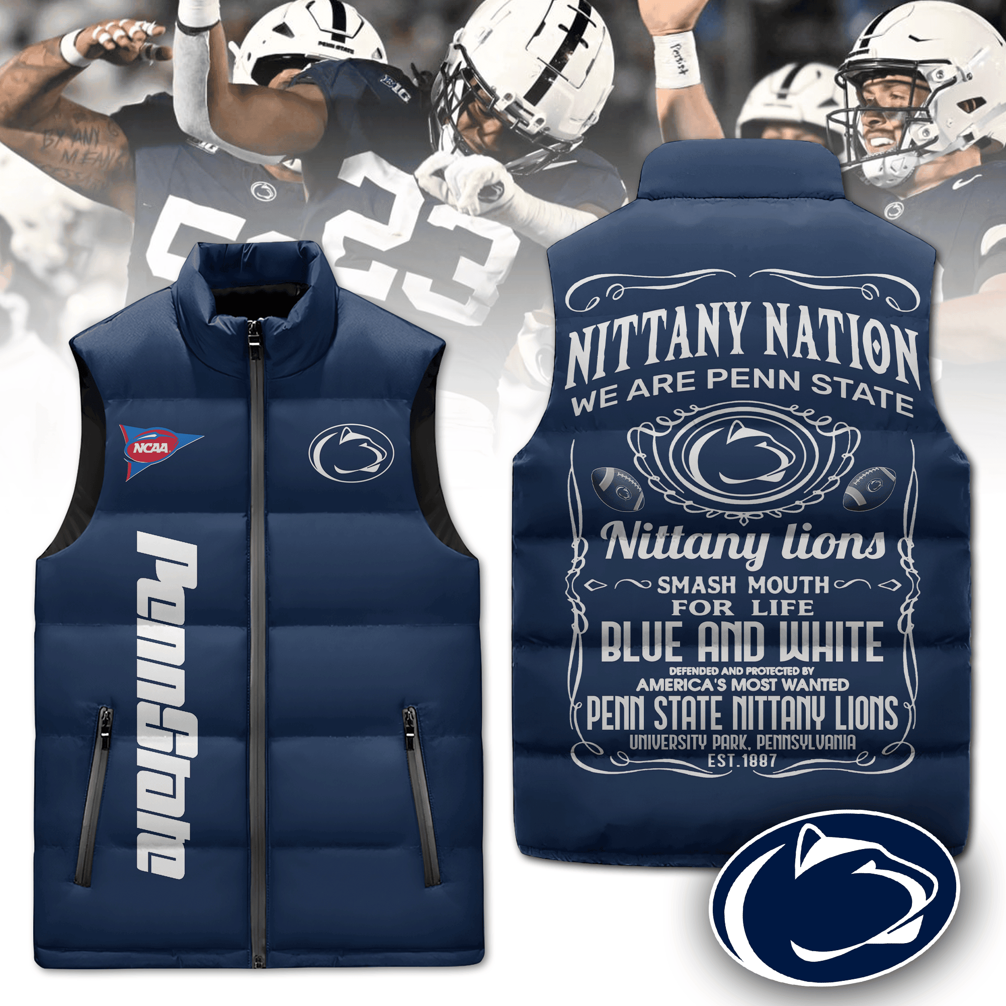 Penn State Nittany Lions NCAA Sleeveless Puffer Jacket