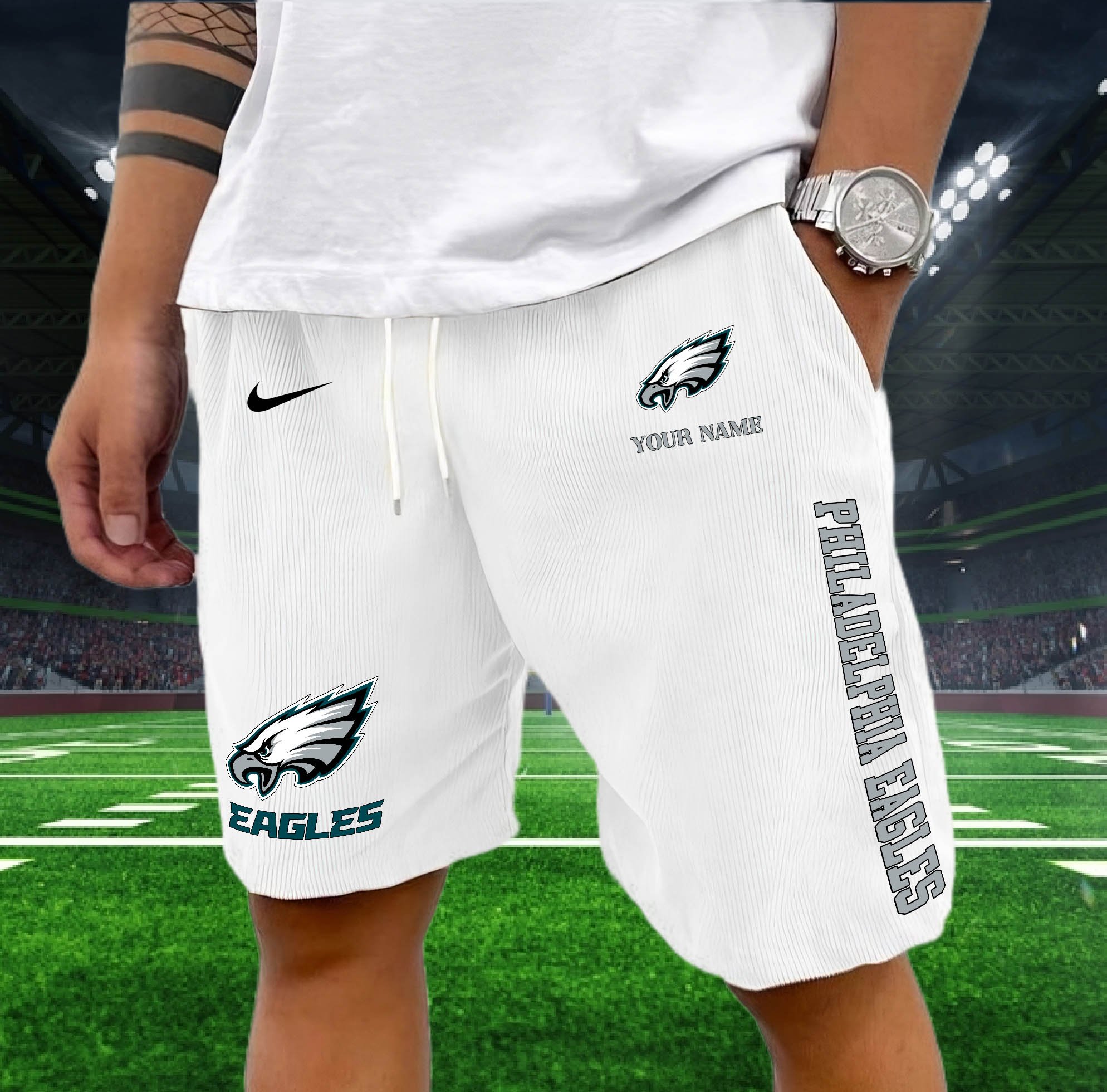 Philadelphia Eagles Corduroy Shorts Custom You Name, Sport Corduroy Shorts, Gifts For Fan