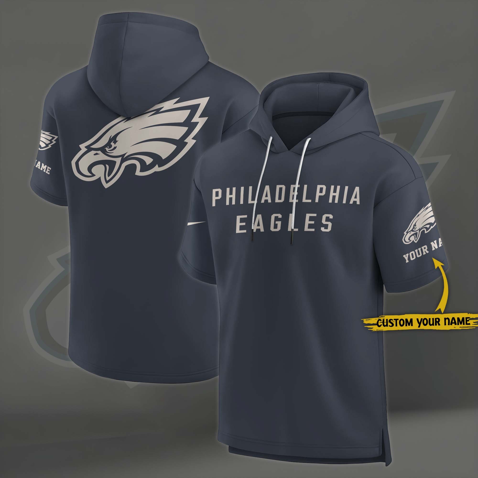 Philadelphia Eagles Elements Future Ground Lettering Short Sleeve Pullover Hoodie Custom Name, Gifts For Football Lovers EHIVM 03051158