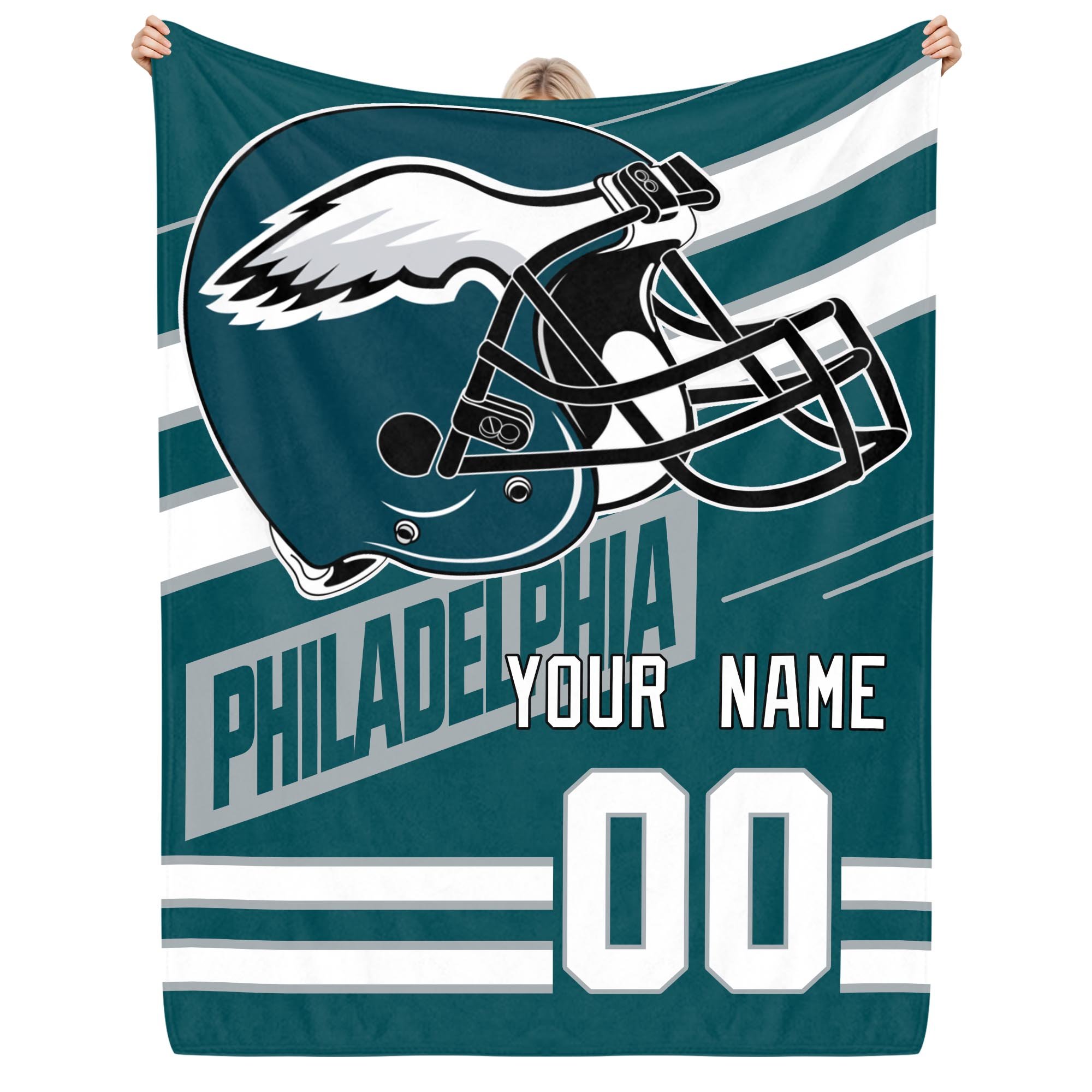 Philadelphia Eagles Fleece Blanket Custom Name And Number, Sport Blanket For Fans
