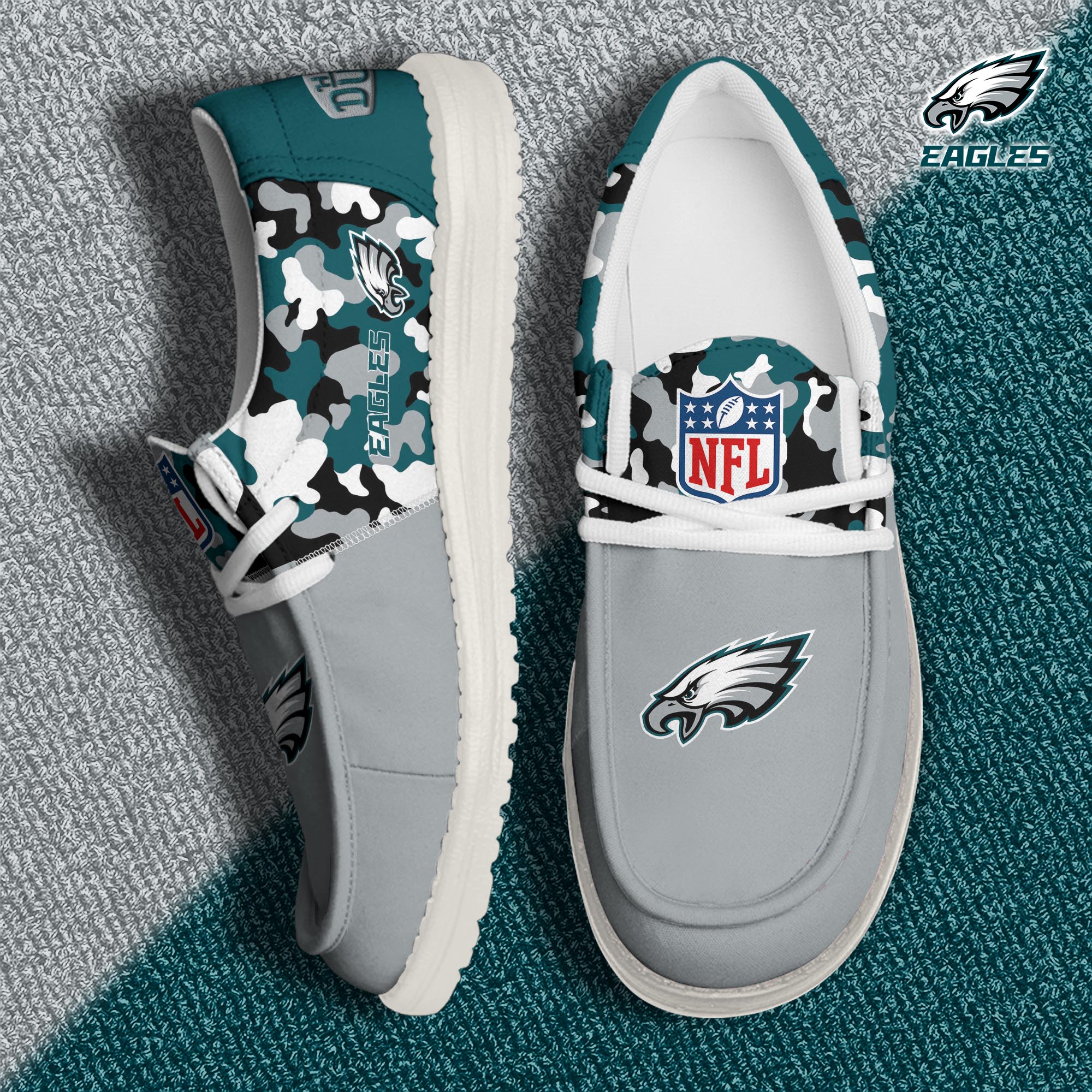 Philadelphia Eagles Football Hey Dude Canvas Loafer Shoes Custom Your Name, Sport Shoes For Fan, Fan Gifts