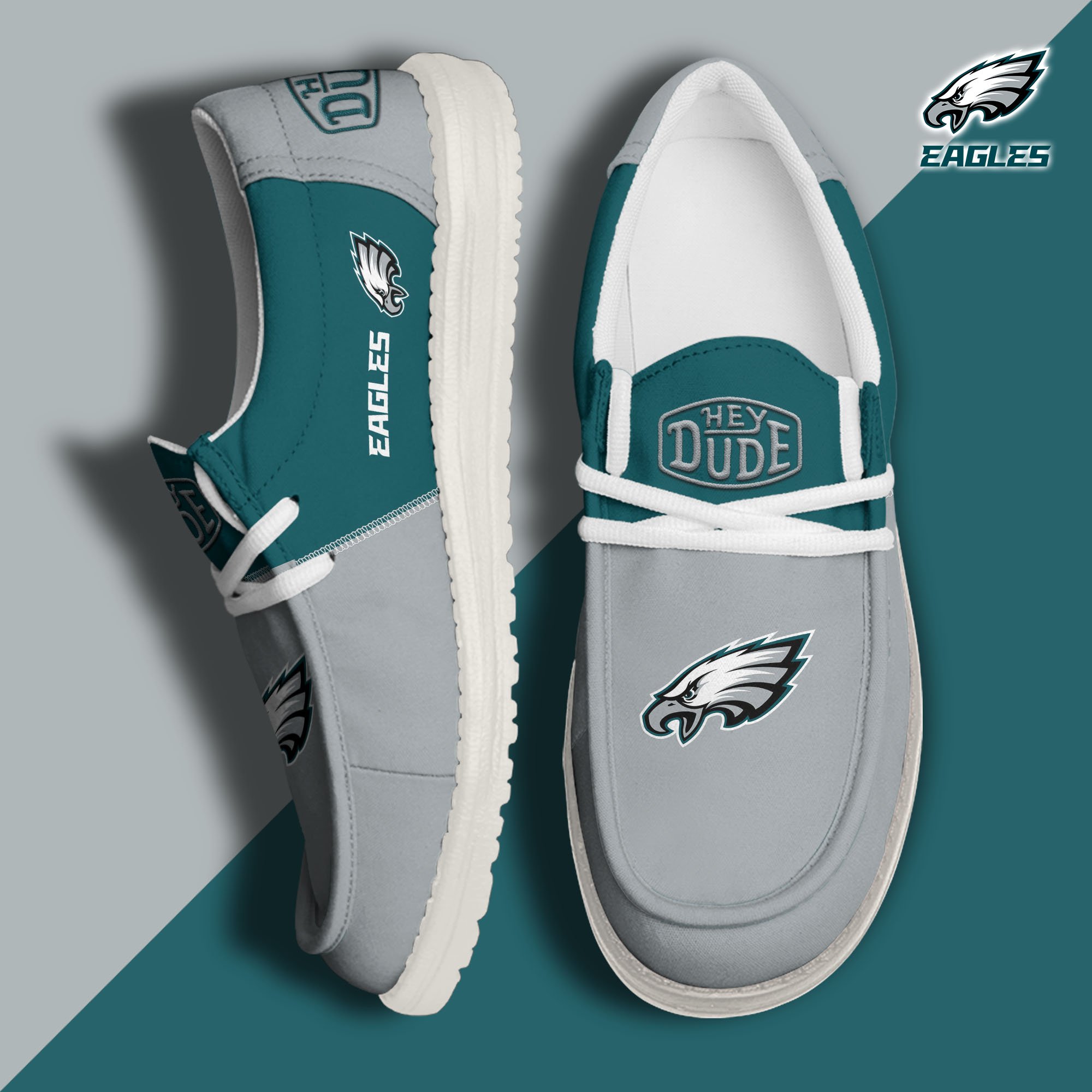 Philadelphia Eagles Football Hey Dude Canvas Loafer Shoes Custom Your Name, Sport Shoes For Fan, Fan Gifts