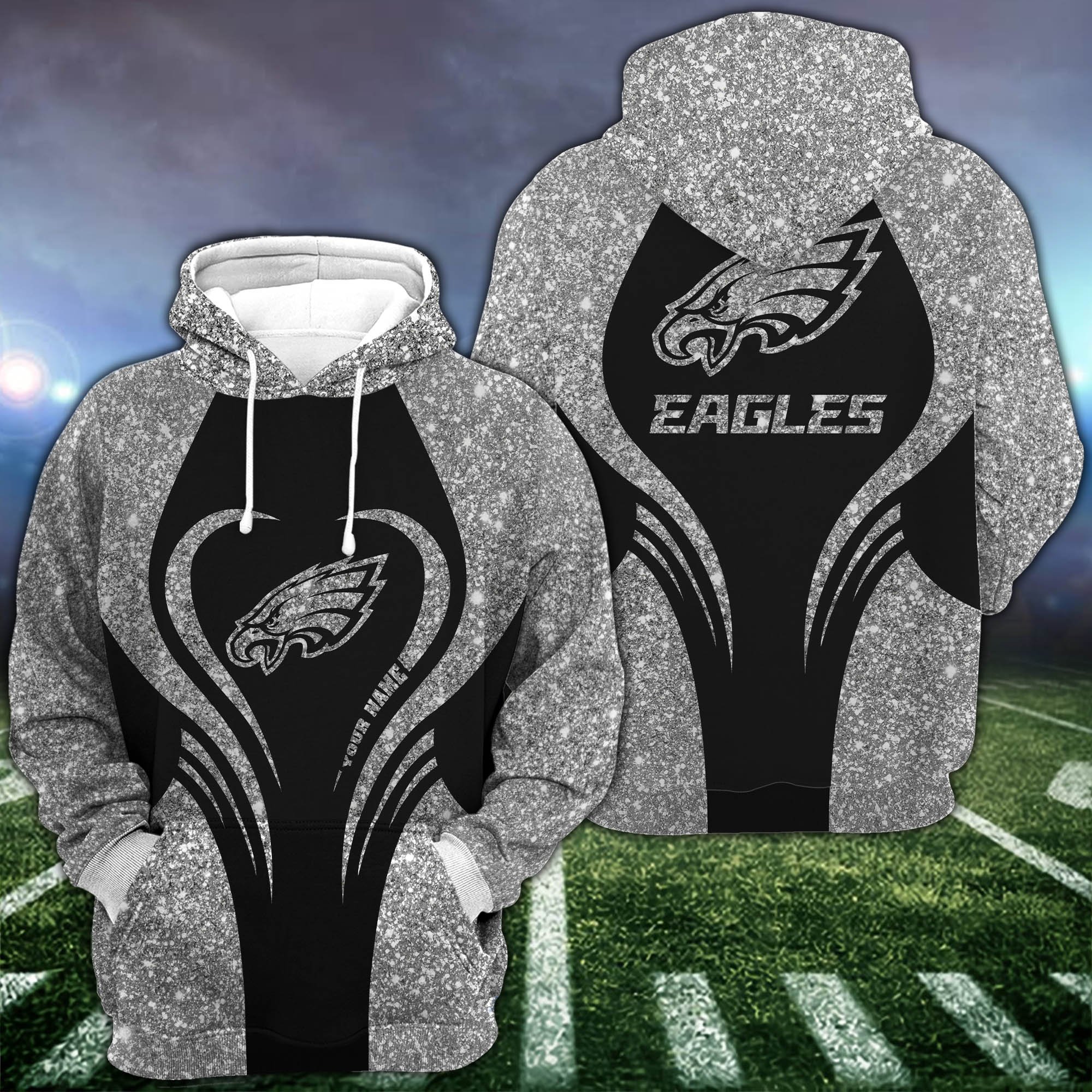 Philadelphia Eagles Hoodie #038 Leggings Set For Women Custom Your Name, Leggings Sport, Football Fan Gift 