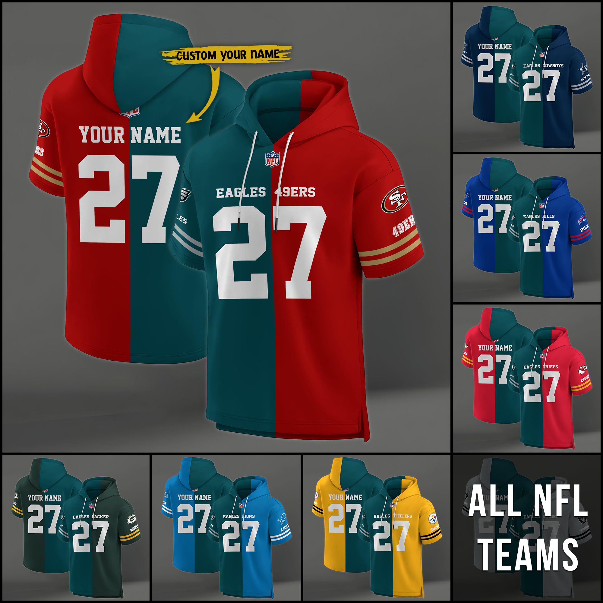 Philadelphia Eagles House Divided Hoodie Custom Name, Number And Team, Hoodie For Football Fans