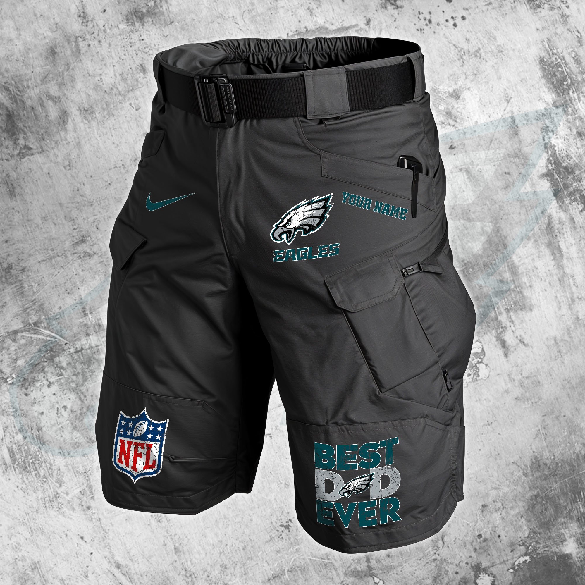 Philadelphia Eagles Men Cargo Shorts Custom Your Name, Football Lovers Clothings, Fathers Day Gifts 