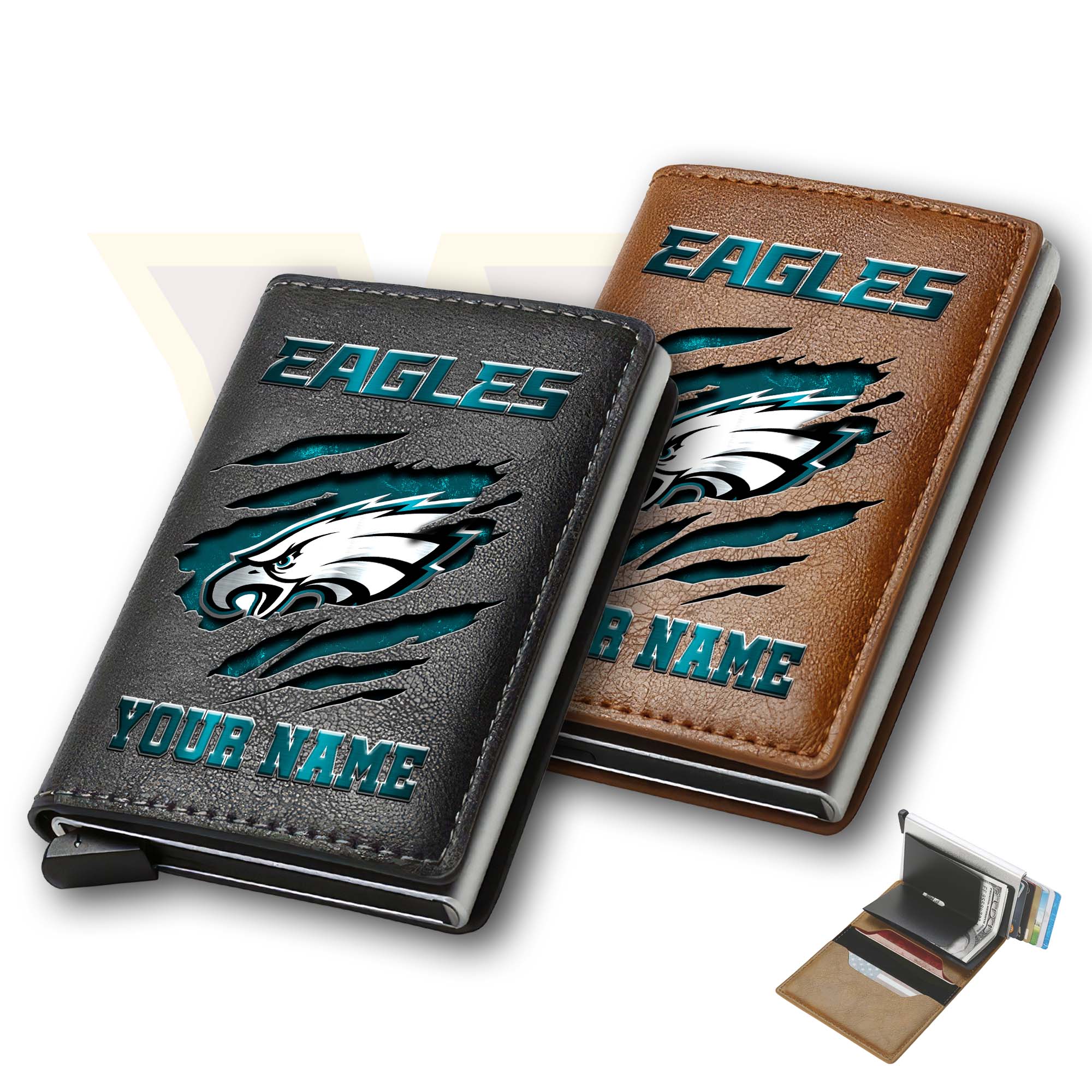 Philadelphia Eagles Men Wallet Custom Your Name, Football Team Men Wallet For Fans, Gifts For Football Lovers