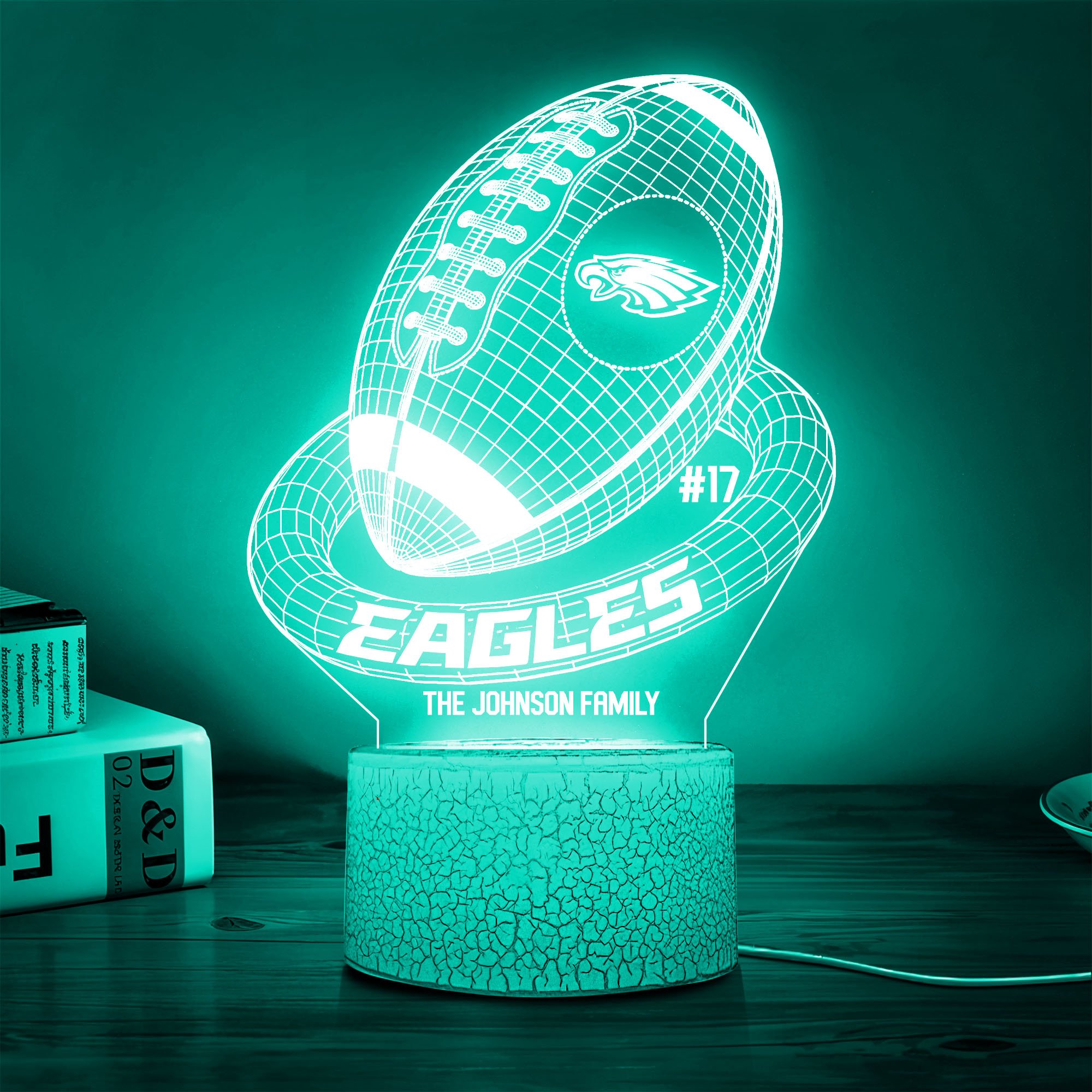 Philadelphia Eagles Sport Team 3D Led Lamps Custom Family Name And Number, Sport Gifts, Sport Home Decor 
