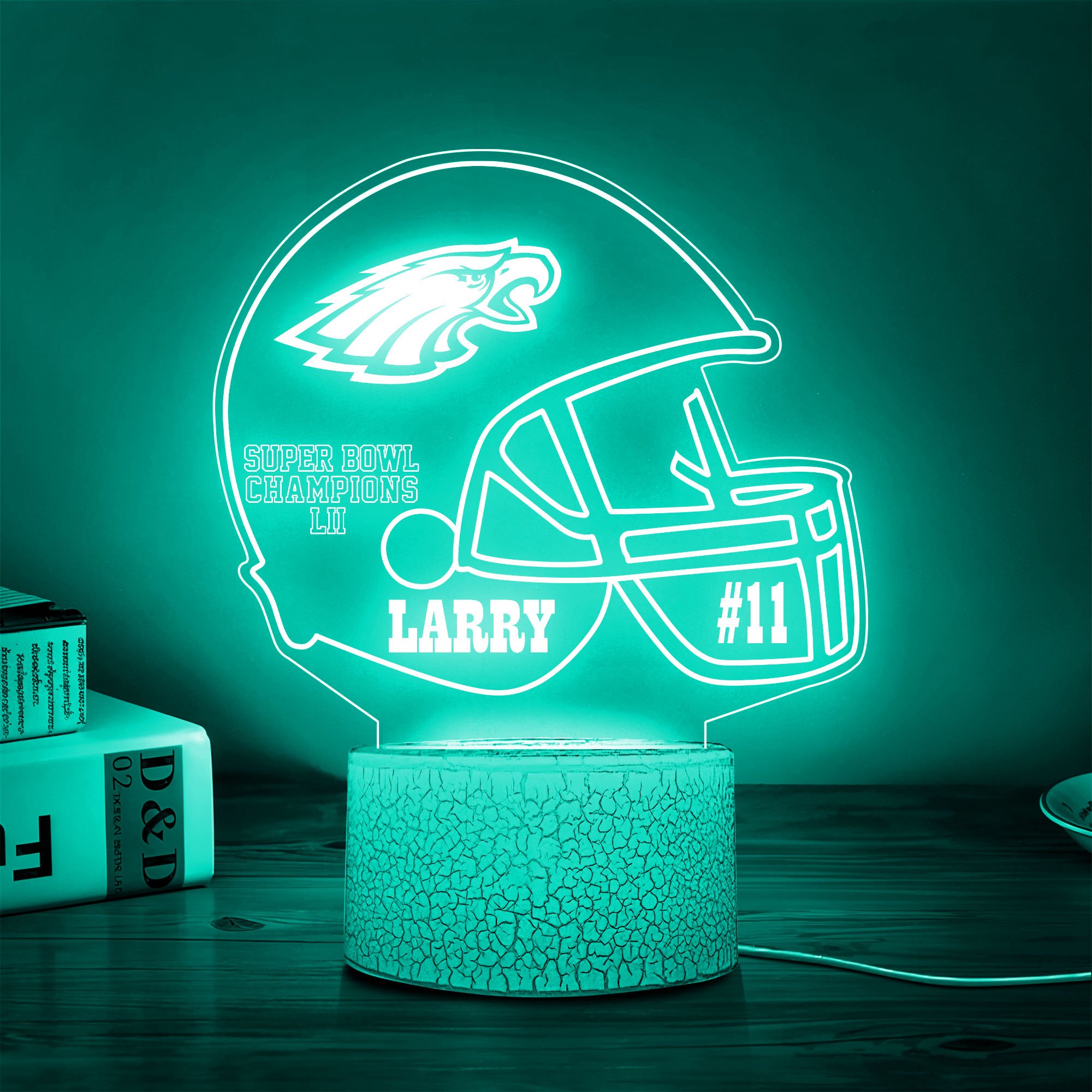 Philadelphia Eagles Team 3D Led Lamp Custom Number And Name, Led Lamp For Sport Fans 