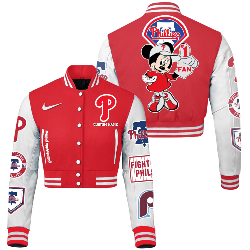 Philadelphia Phillies MLB Style Cropped Baseball Jacket For Fans