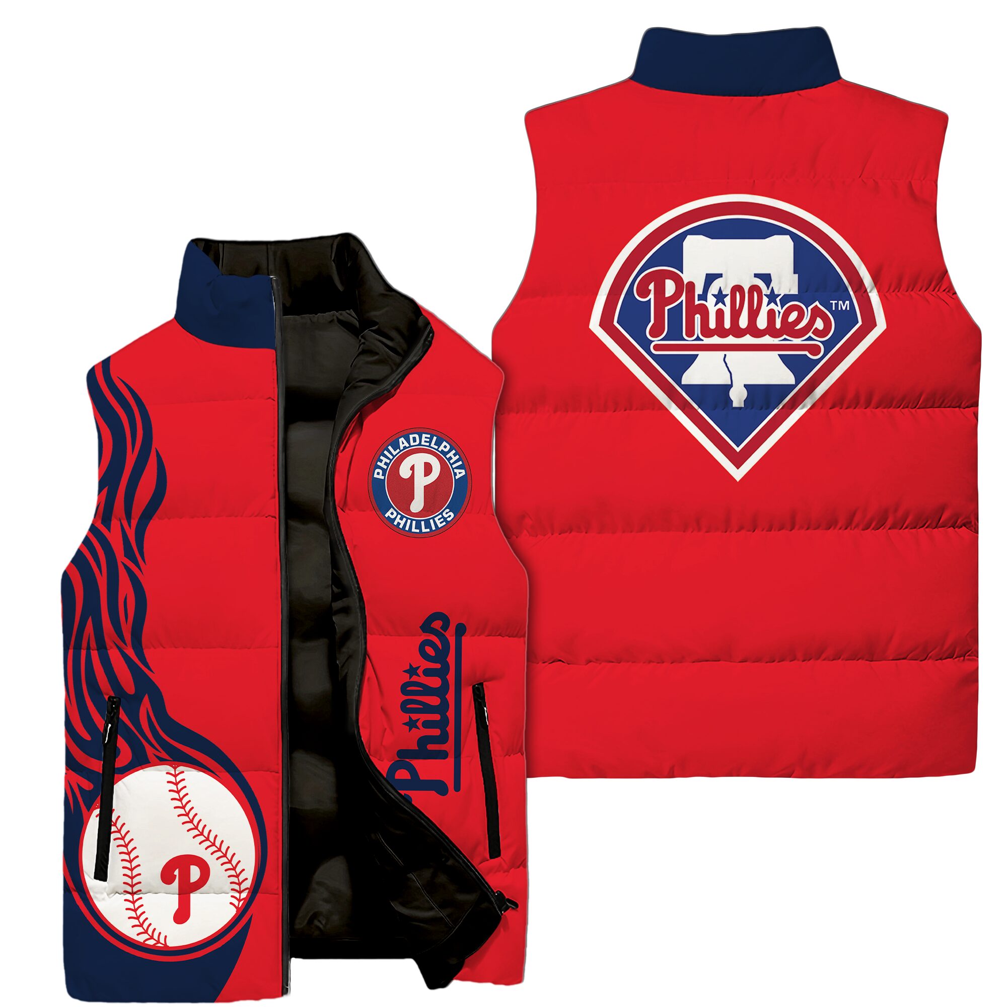 Philadelphia Phillies MLB Style Sleeveless Puffer Jacket For Fans