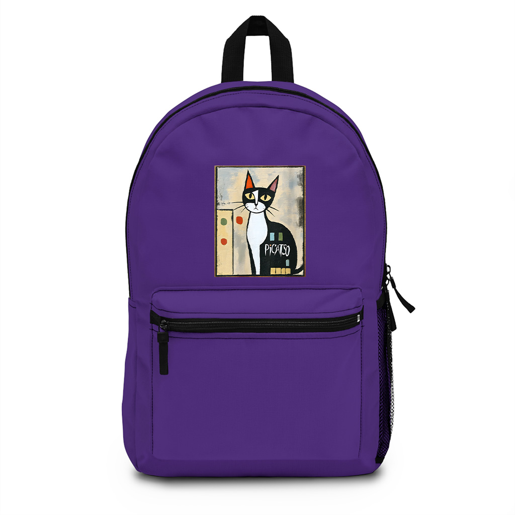 Picatso Funny Cat Vintage Abstract Backpack - Image 6