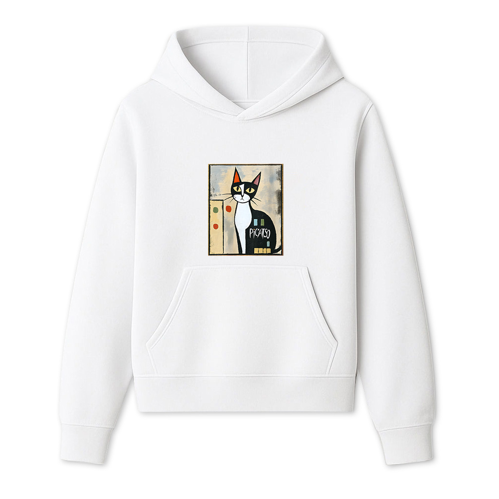 Picatso Funny Cat Vintage Abstract Hoodie