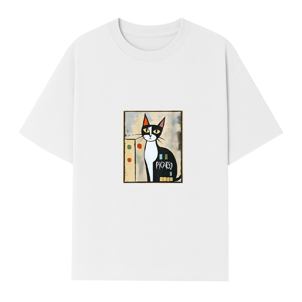 Picatso Funny Cat Vintage Abstract T-Shirt