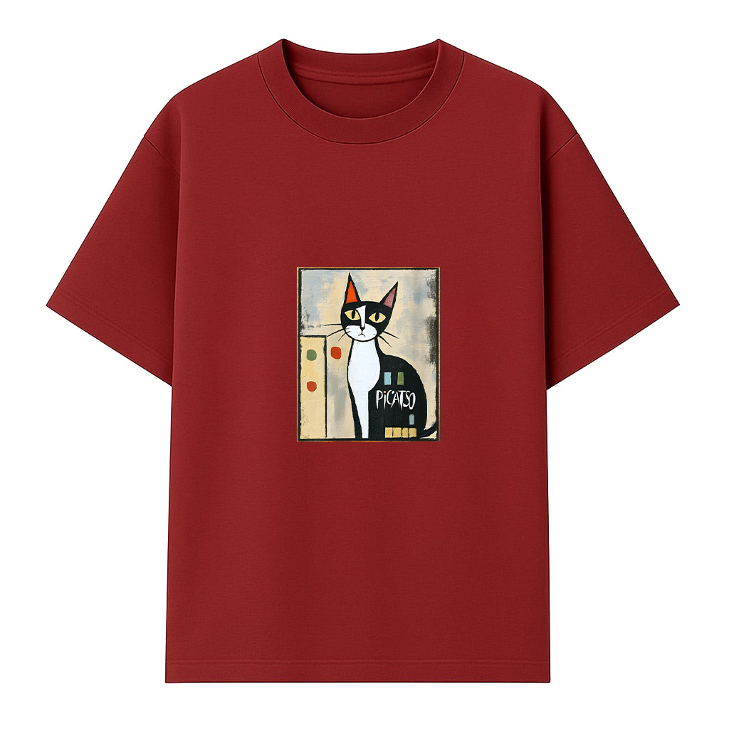 Picatso Funny Cat Vintage Abstract T-Shirt - Image 6