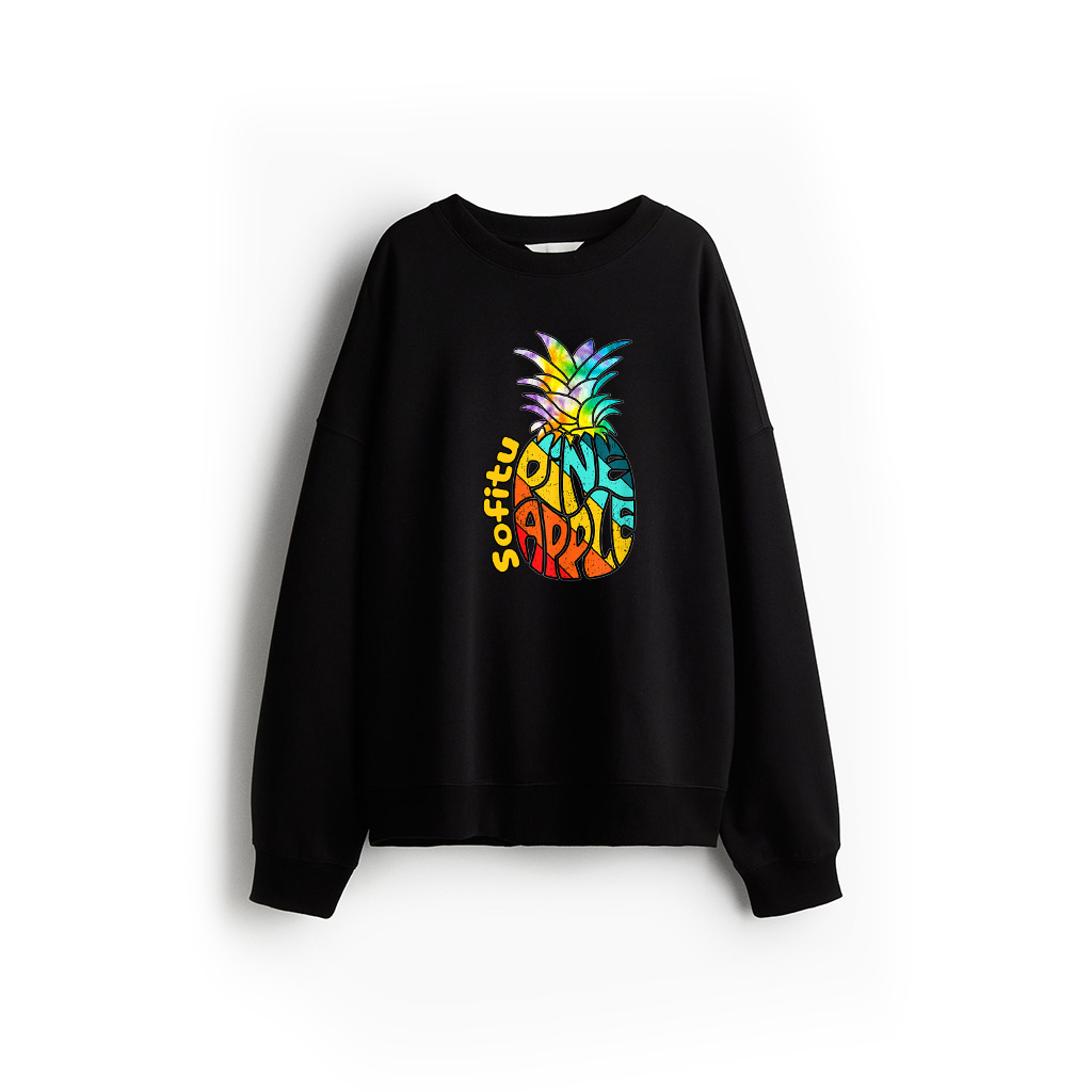 Pineapple Fruit Retro Style Vintage Tie Dye Distressed Sweatshirt