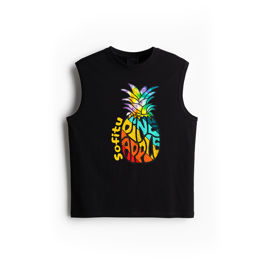 Pineapple Fruit Retro Style Vintage Tie Dye Distressed Tank Top