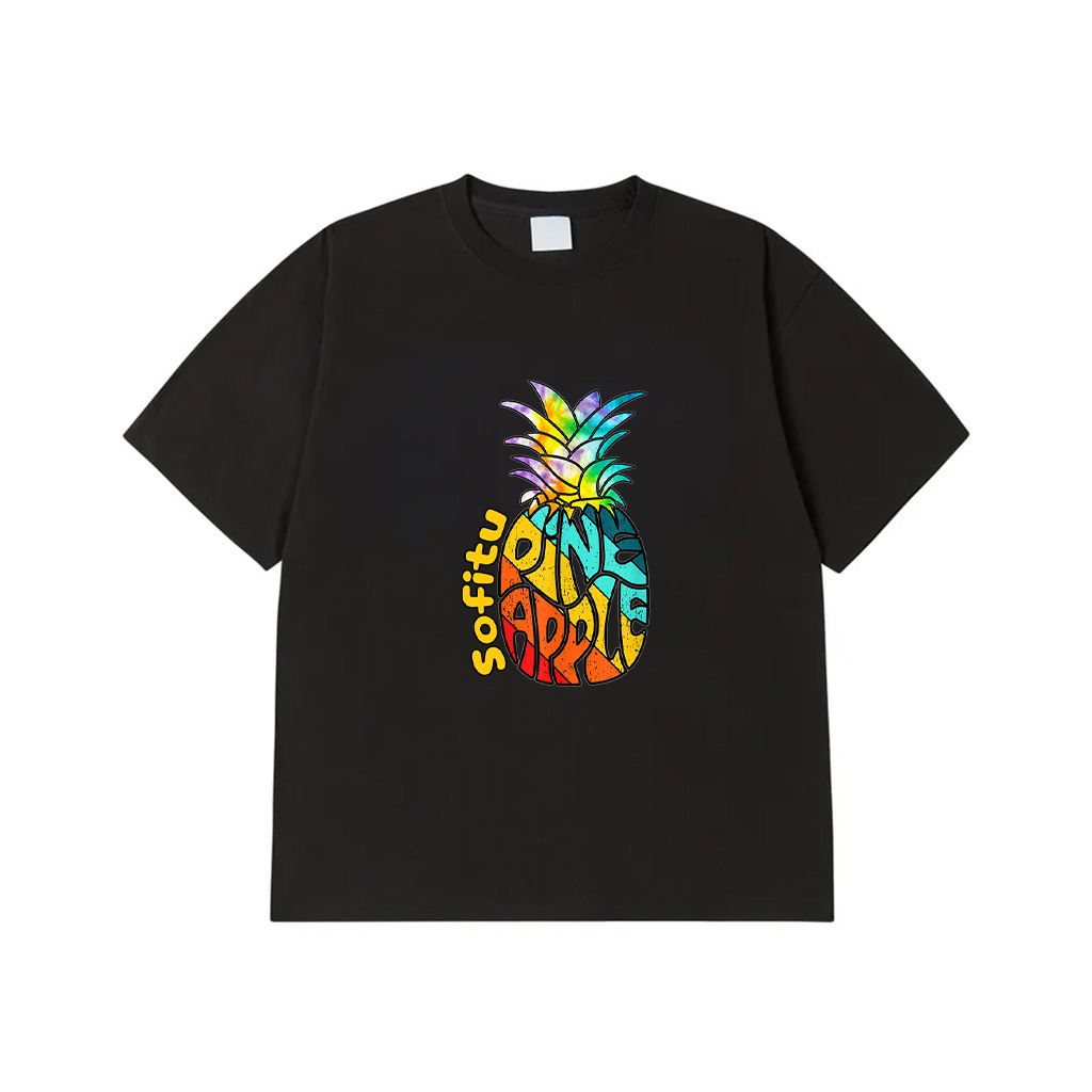 Pineapple Fruit Retro Style Vintage Tie Dye Distressed T-Shirt