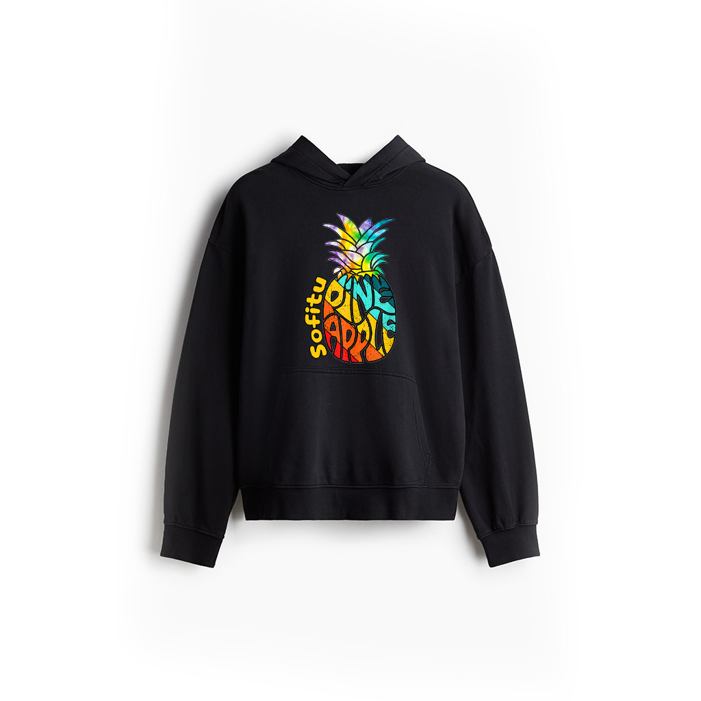 Pineapple Fruit Retro Style Vintage Tie Dye Distressed Hoodie