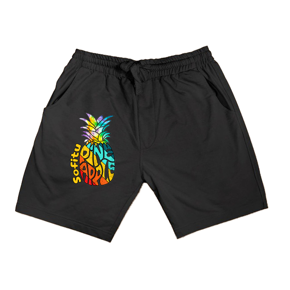 Pineapple Fruit Retro Style Vintage Tie Dye Distressed Shorts