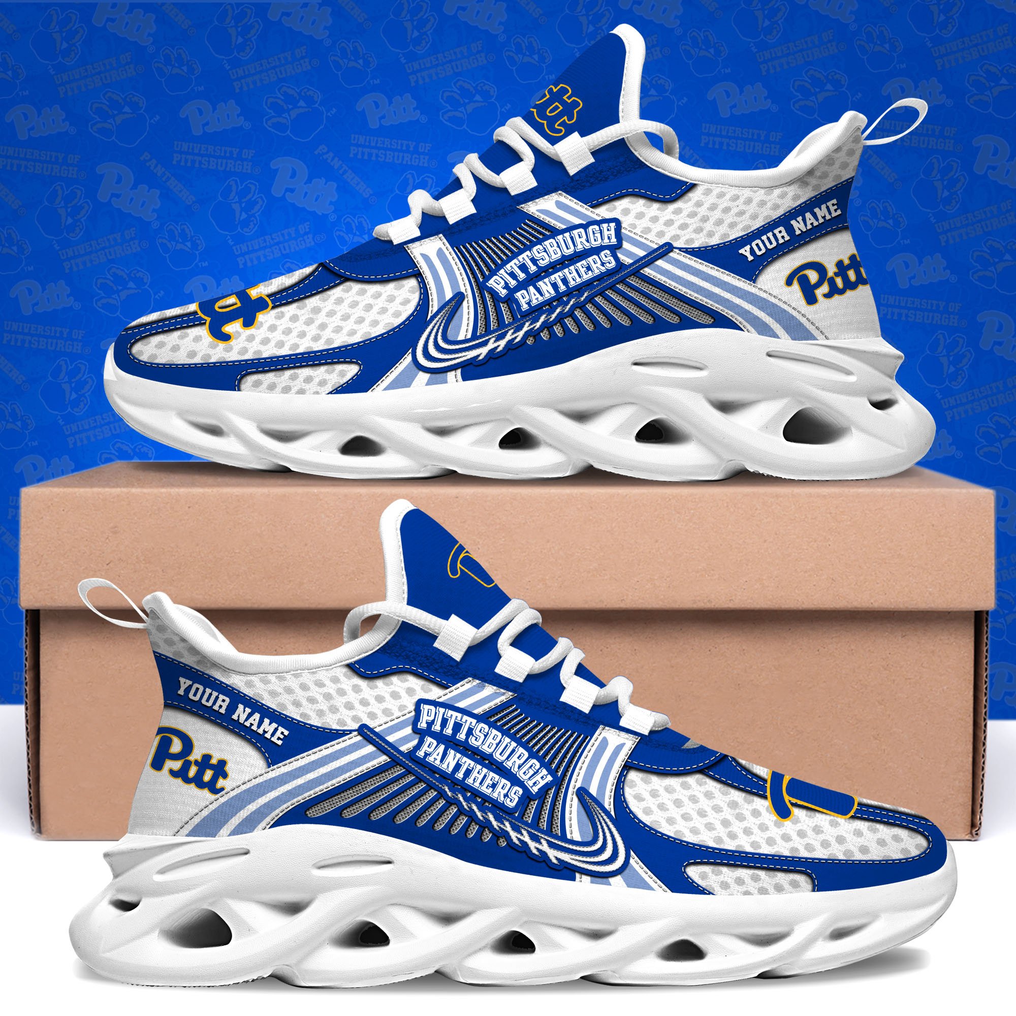 Pittsburgh Panthers Clunky Sneakers Custom Your Name, Sport Sneakers, Sport Gifts For Fan, Gifts For Him