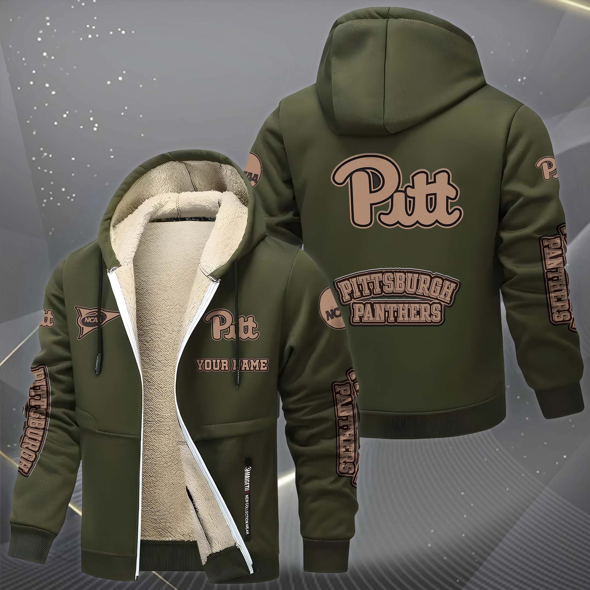 Pittsburgh Panthers Hoodie Zip Velvet Coat Custom Your Name, Sport Jacket, Gifts For Fan