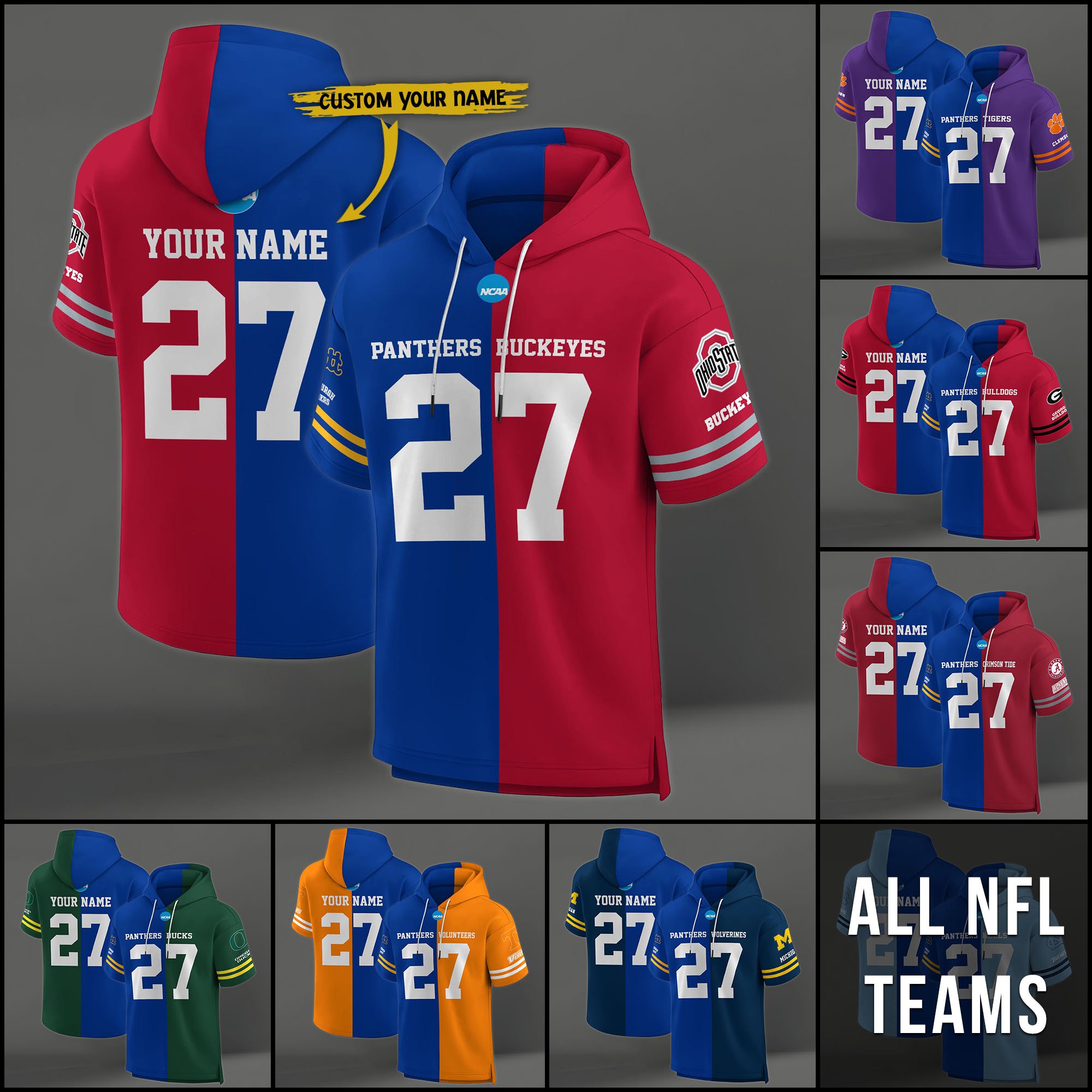 Pittsburgh Panthers House Divided Hoodie Custom Name, Number And Team, Hoodie For Football Fans