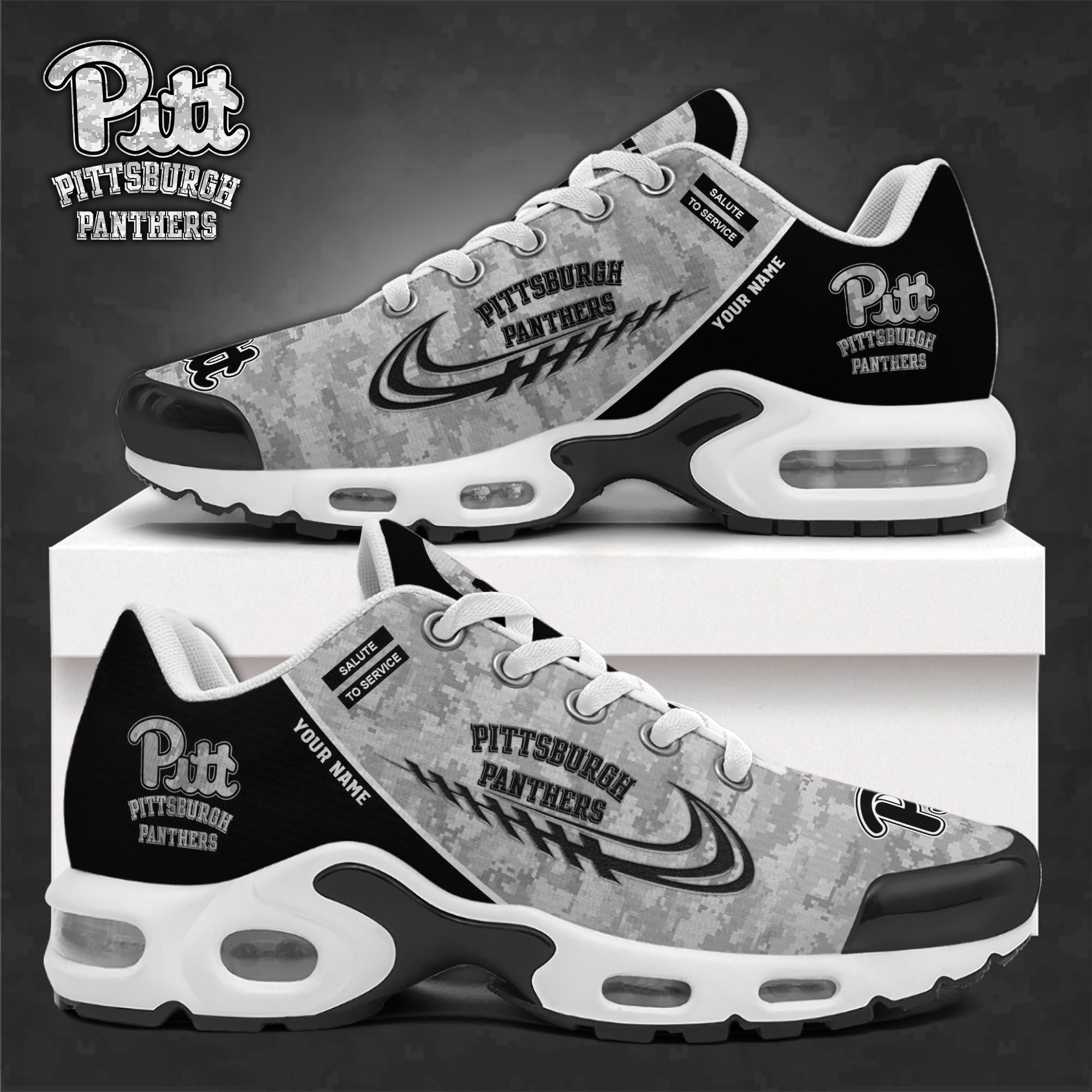 Pittsburgh Panthers TN Shoes 2025 Version Custom Name, Camouflage Shoes For Sport Fans, Fan Gifts