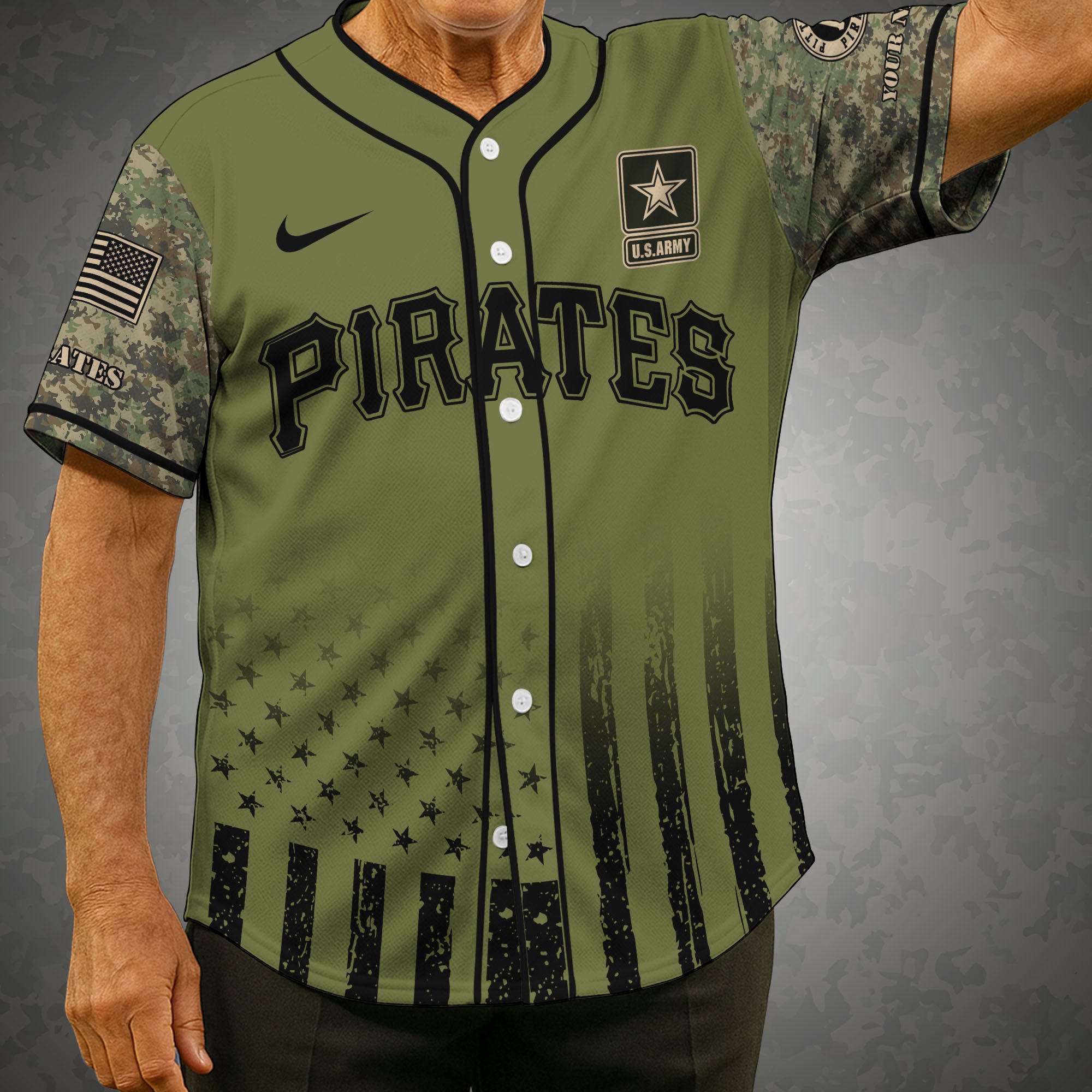 Pittsburgh Pirates Baseball Shirt X US Army Military Appreciation Night Jersey Editions Limited 2025 Custom Name, Sport Shirt For Fans