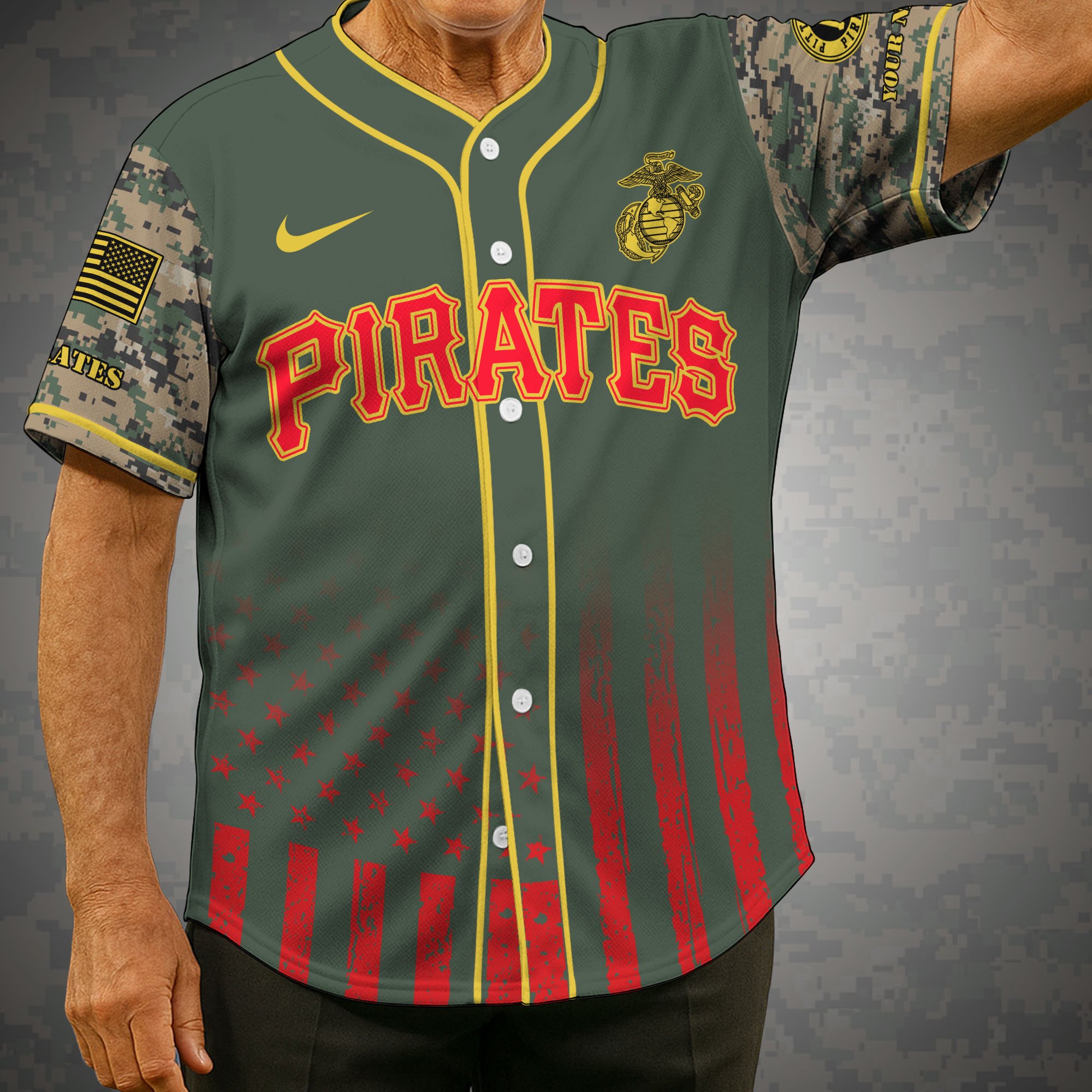 Pittsburgh Pirates Baseball Shirt X US Marine Corps Military Appreciation Night Jersey Editions Limited 2025 Custom Name, Sport Shirt, Sport Gifts