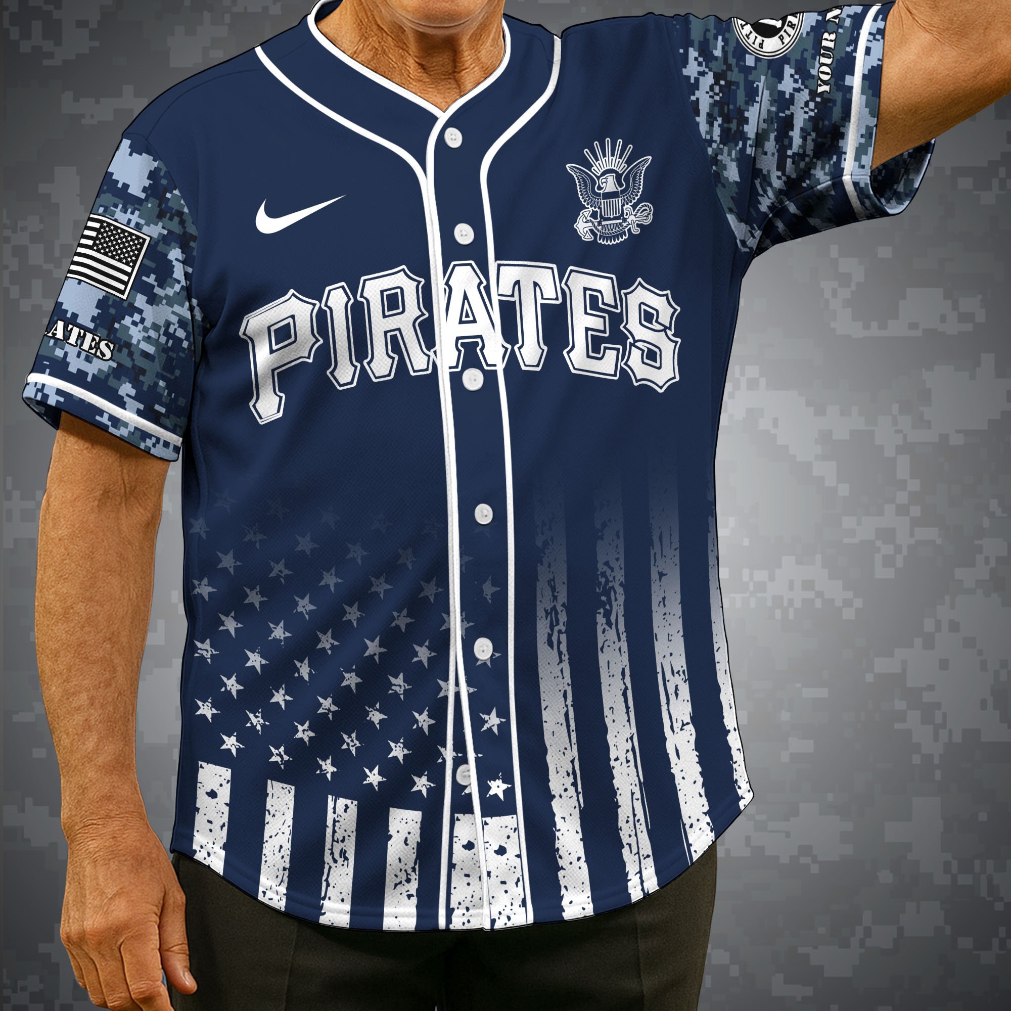 Pittsburgh Pirates Baseball Shirt X US Navy Military Appreciation Night Jersey Editions Limited 2025 Custom Name, Sport Shirt For Fan