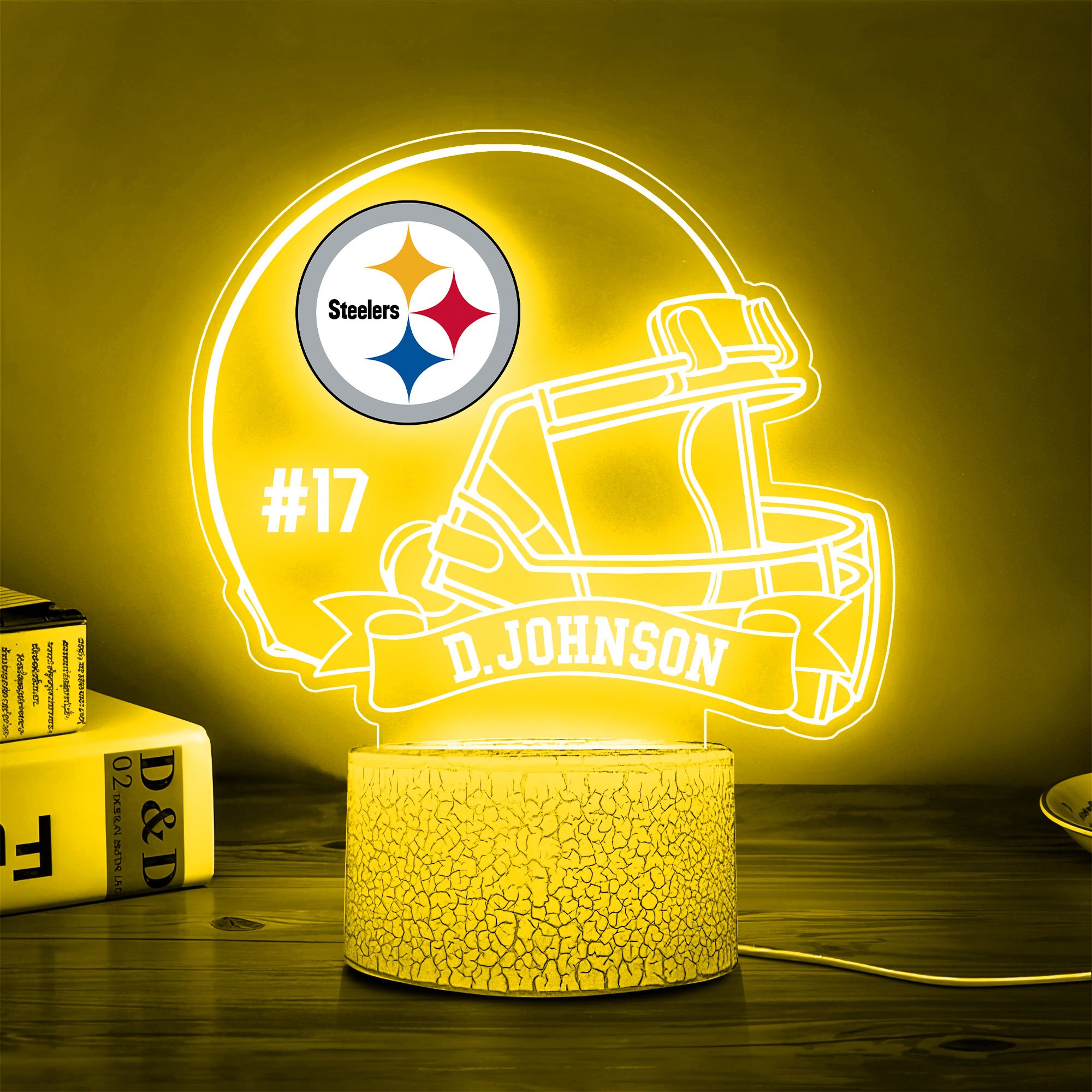 Pittsburgh Steelers 3D Led Lamp Custom Name And Number, Sport Lamp, Home Decor 