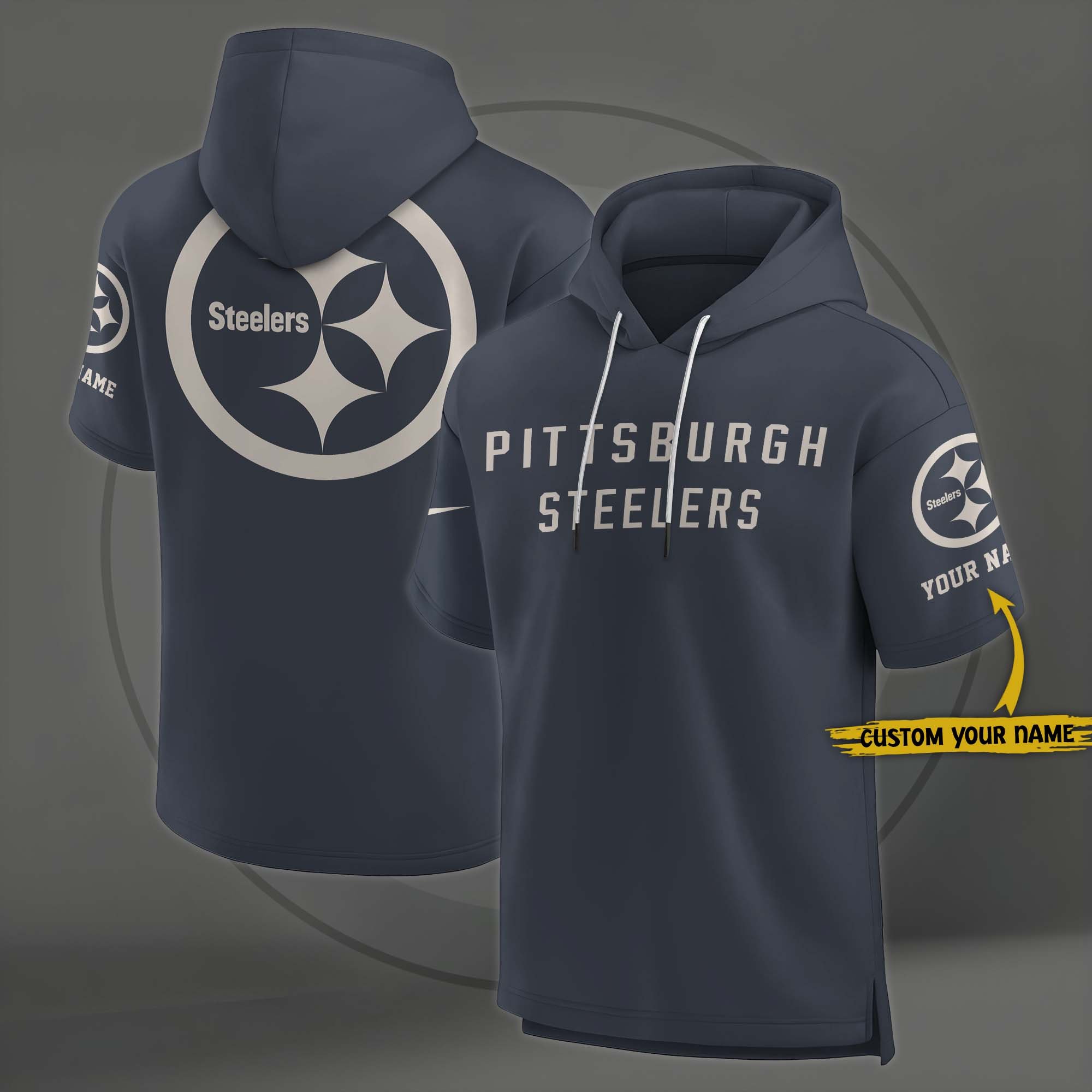 Pittsburgh Steelers Elements Future Ground Lettering Short Sleeve Pullover Hoodie Custom Name, Gifts For Football Lovers EHIVM 03051158
