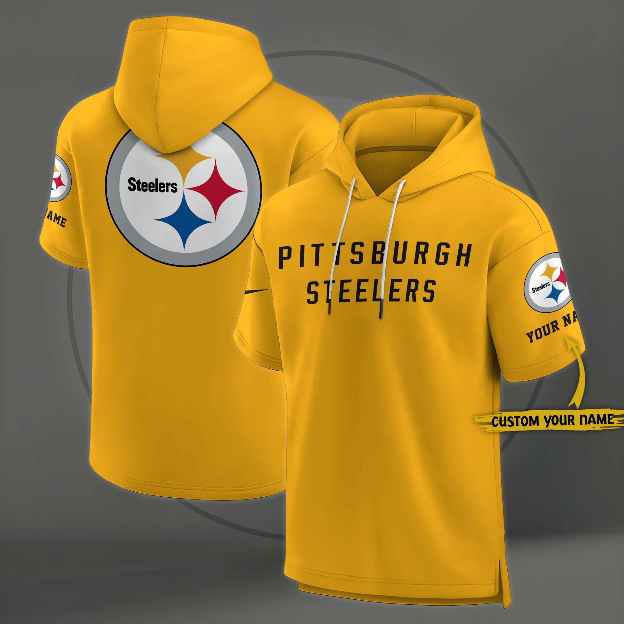 Pittsburgh Steelers Elements Future Ground Lettering Short Sleeve Pullover Hoodie Custom Name, Gifts For Football Lovers EHIVM 03121220