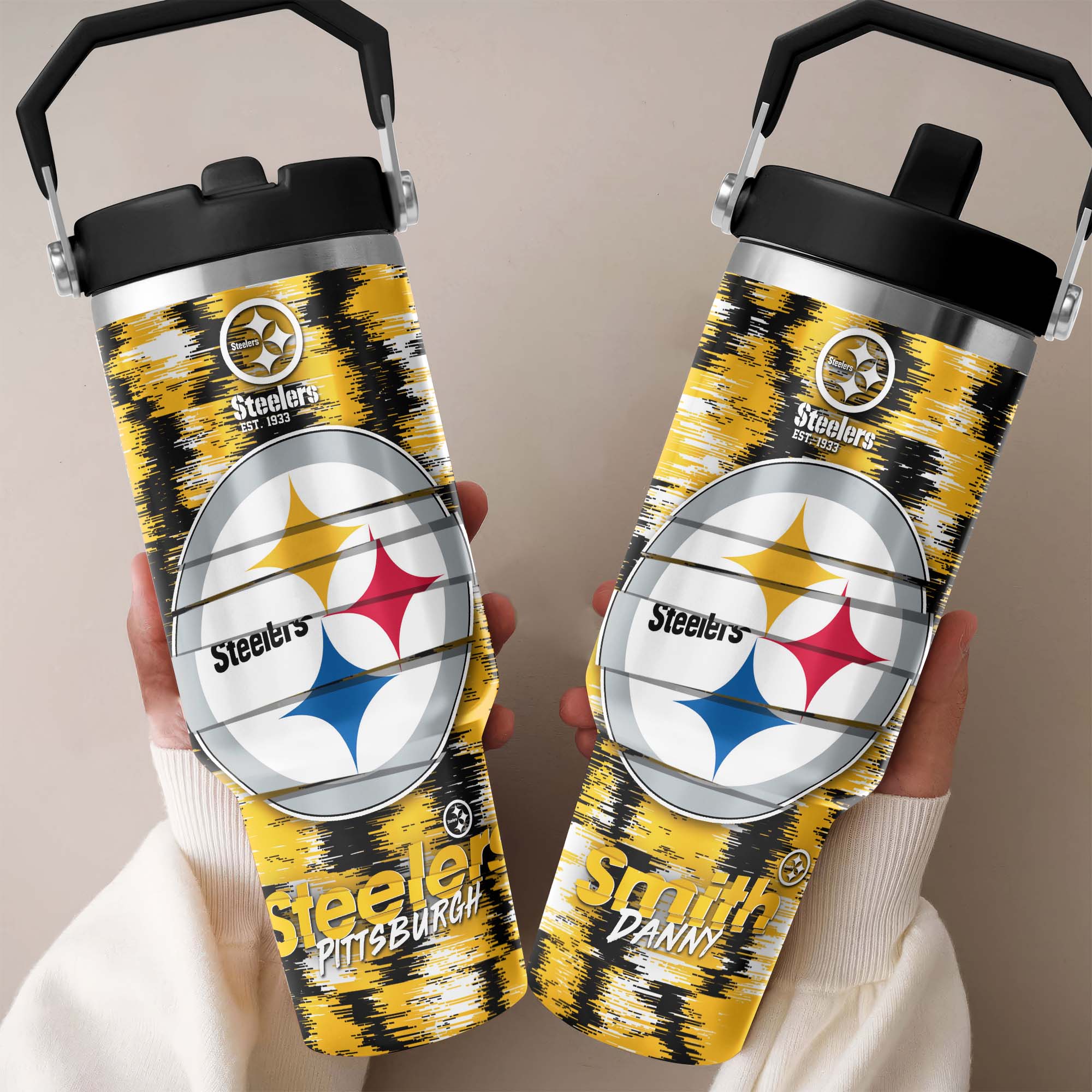 Pittsburgh Steelers Flip Straw 30Oz Tumbler Custom Your Name, Sport Flip Straw 30Oz Tumbler, Fan Gifts