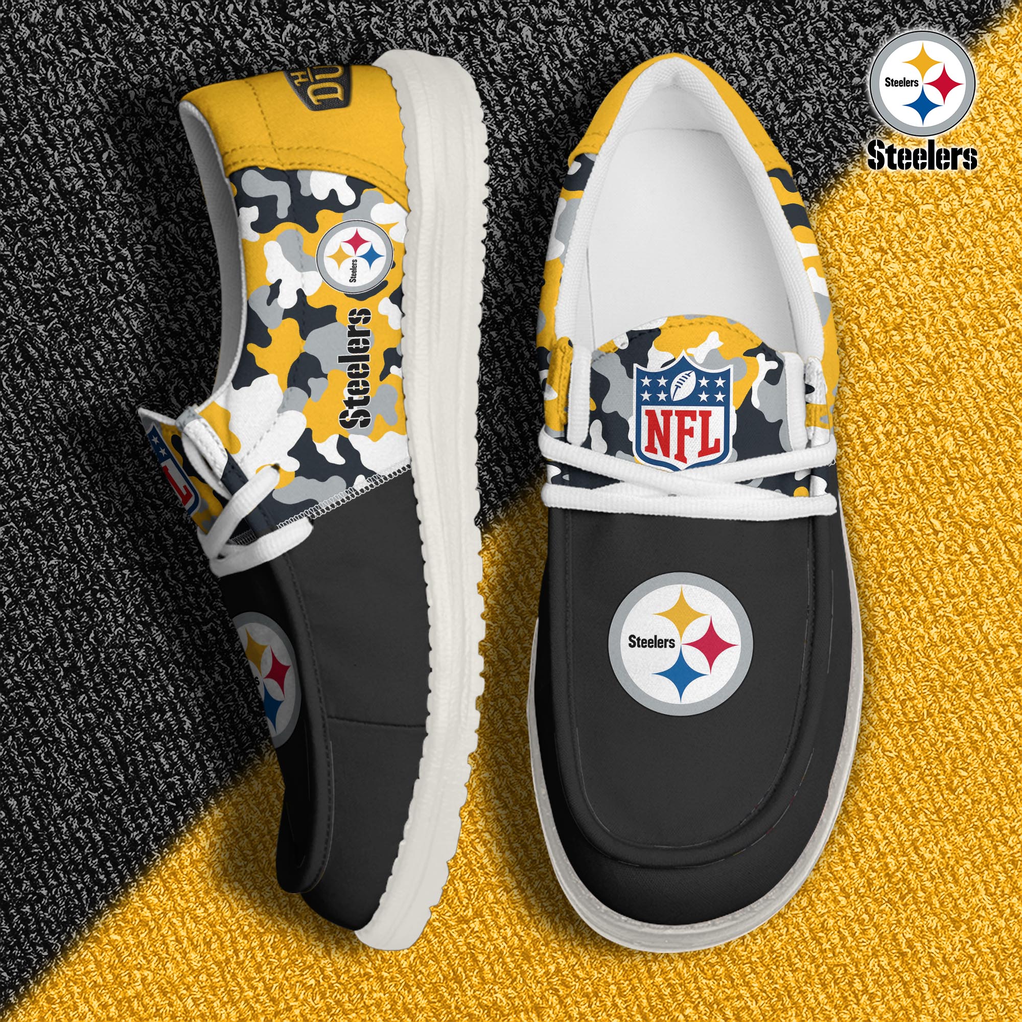 Pittsburgh Steelers Football Hey Dude Canvas Loafer Shoes Custom Your Name, Sport Shoes For Fan, Fan Gifts