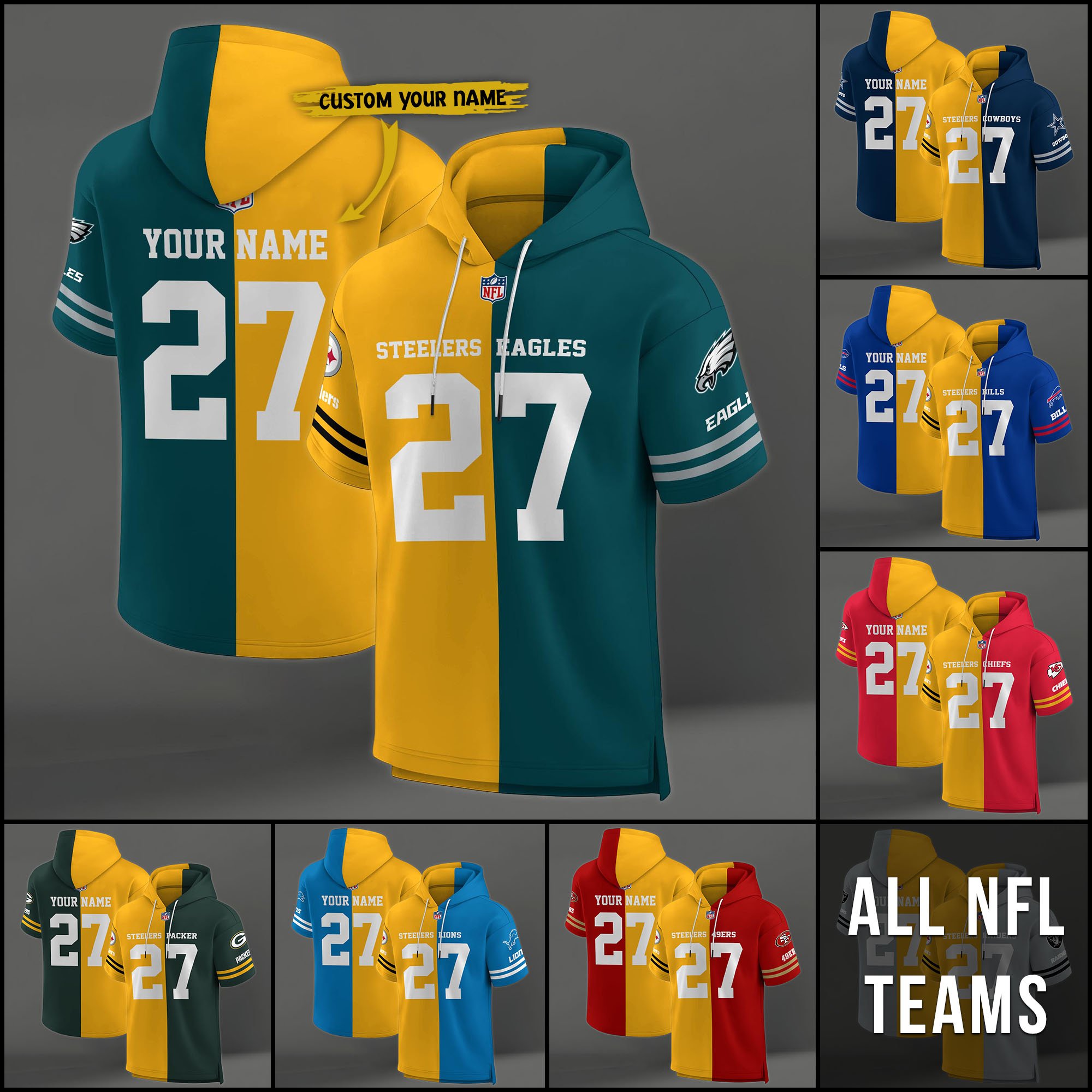 Pittsburgh Steelers House Divided Hoodie Custom Name, Number And Team, Hoodie For Football Fans