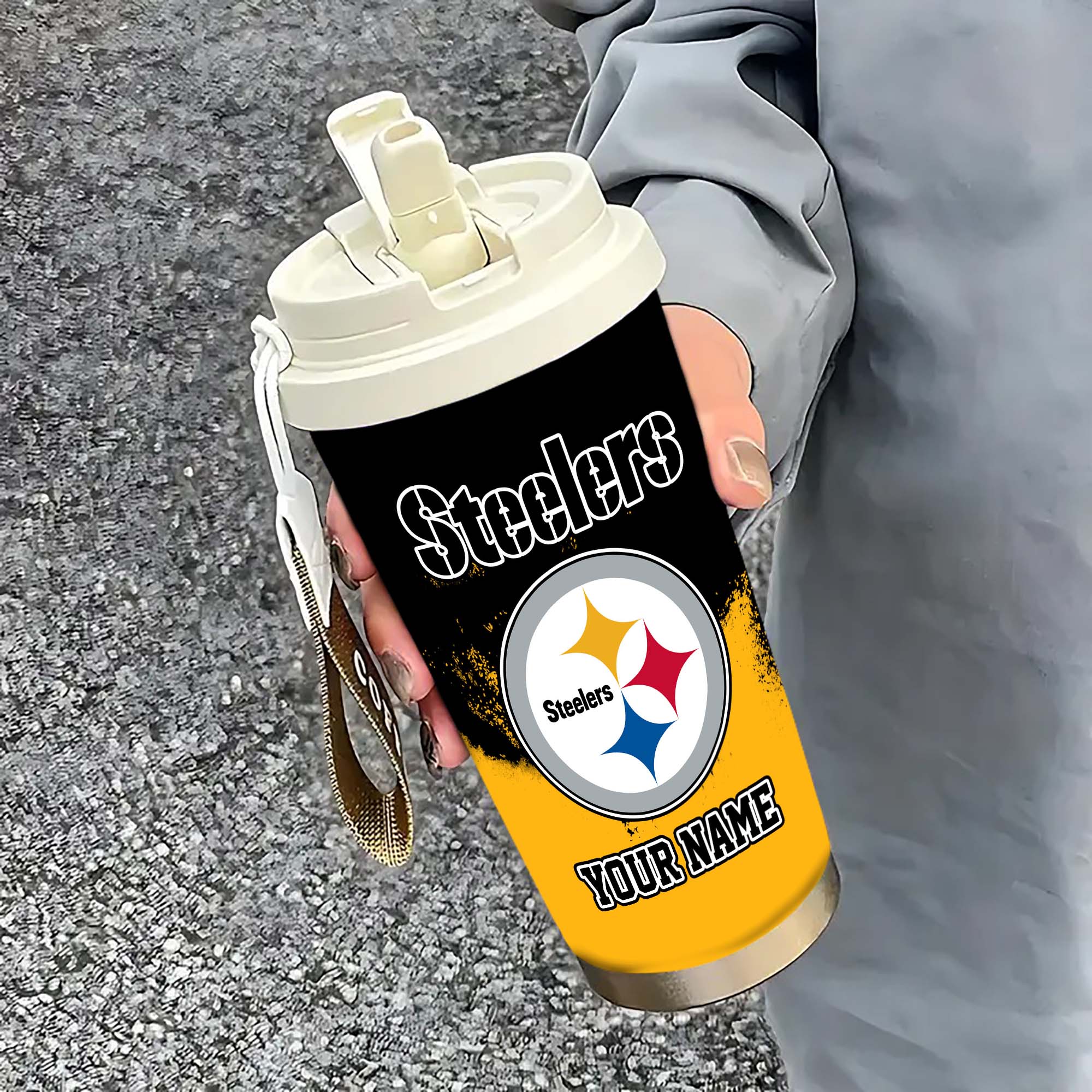 Pittsburgh Steelers Insulated Coffee Mug With Straw And Lid, Portable Coffee Travel Mug For Car, Fan Gifts