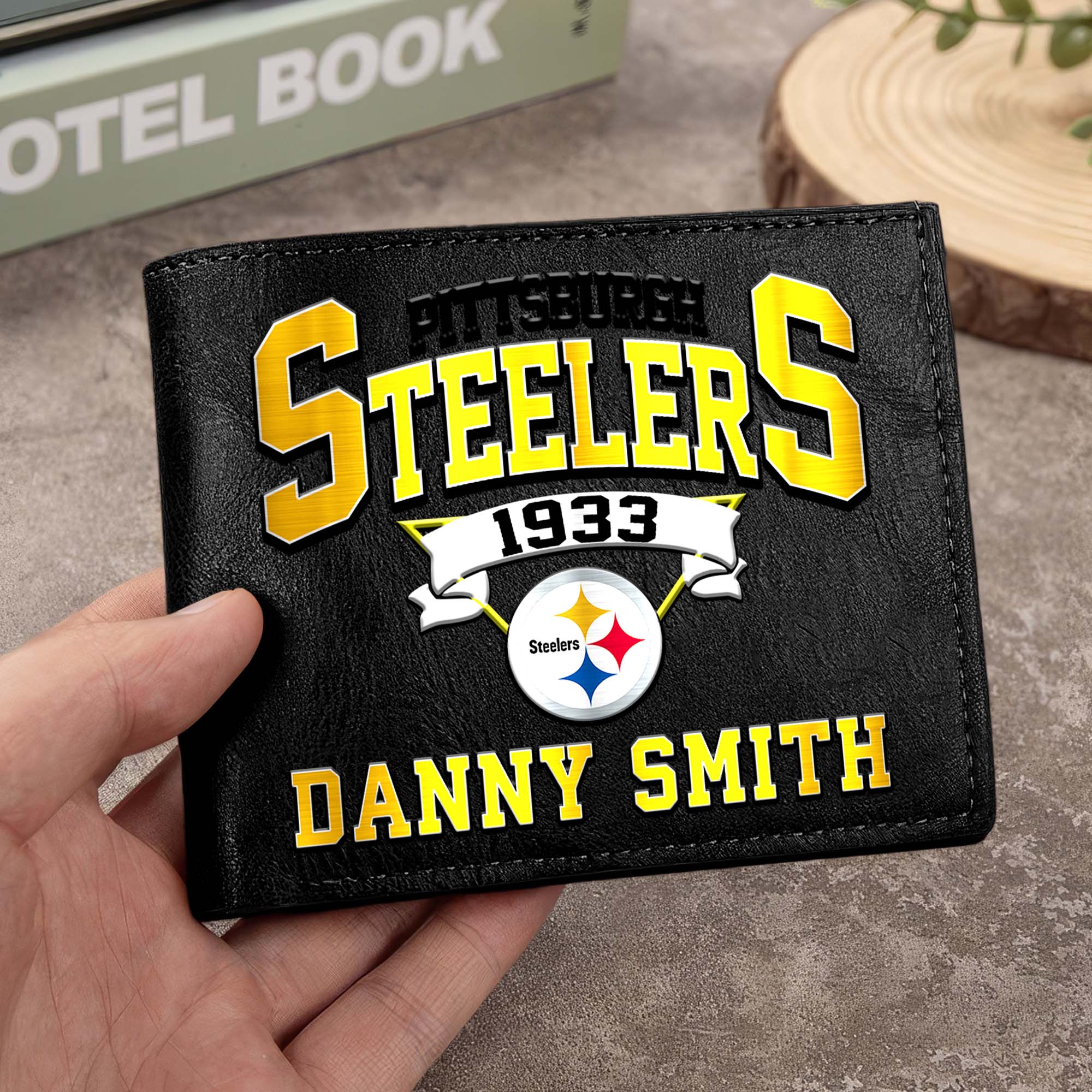 Pittsburgh Steelers Men Wallet Custom Your Name, Football Team Men Wallet For Fans, Gifts For Football Lovers