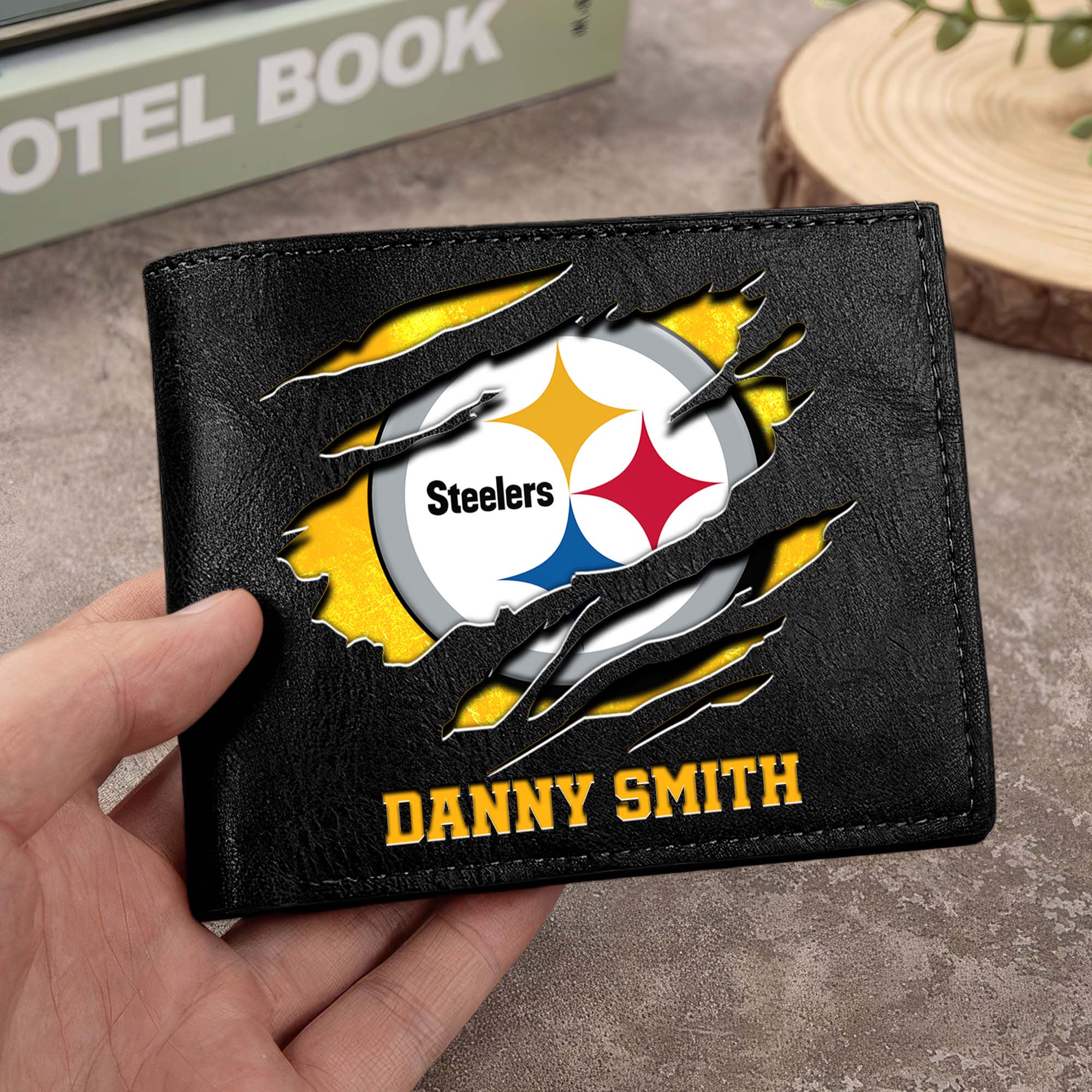 Pittsburgh Steelers Men Wallet Custom Your Name, Football Team Men Wallet For Fans, Gifts For Football Lovers