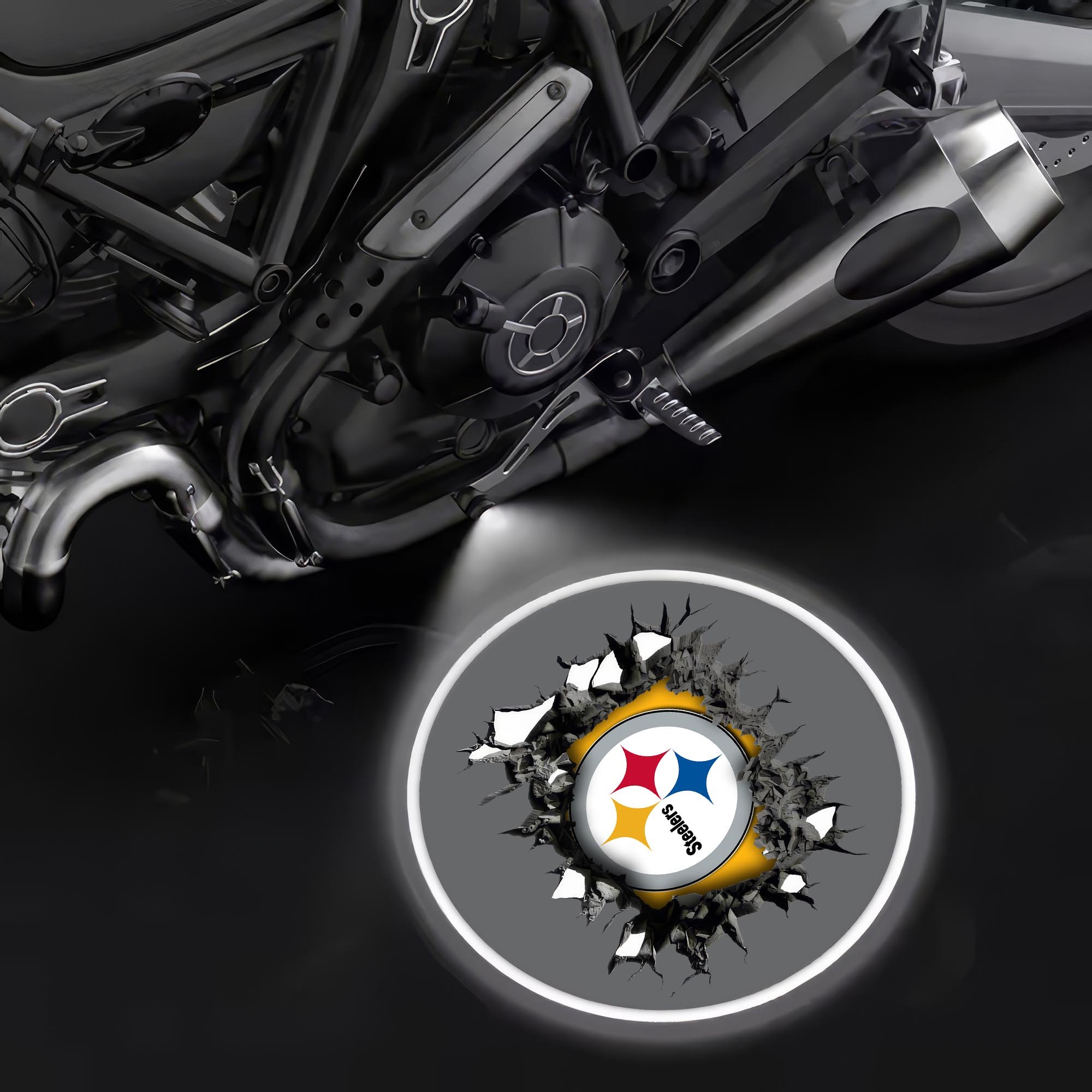 Pittsburgh Steelers Motorcycle Projection Lamp Light, Gifts For Fan