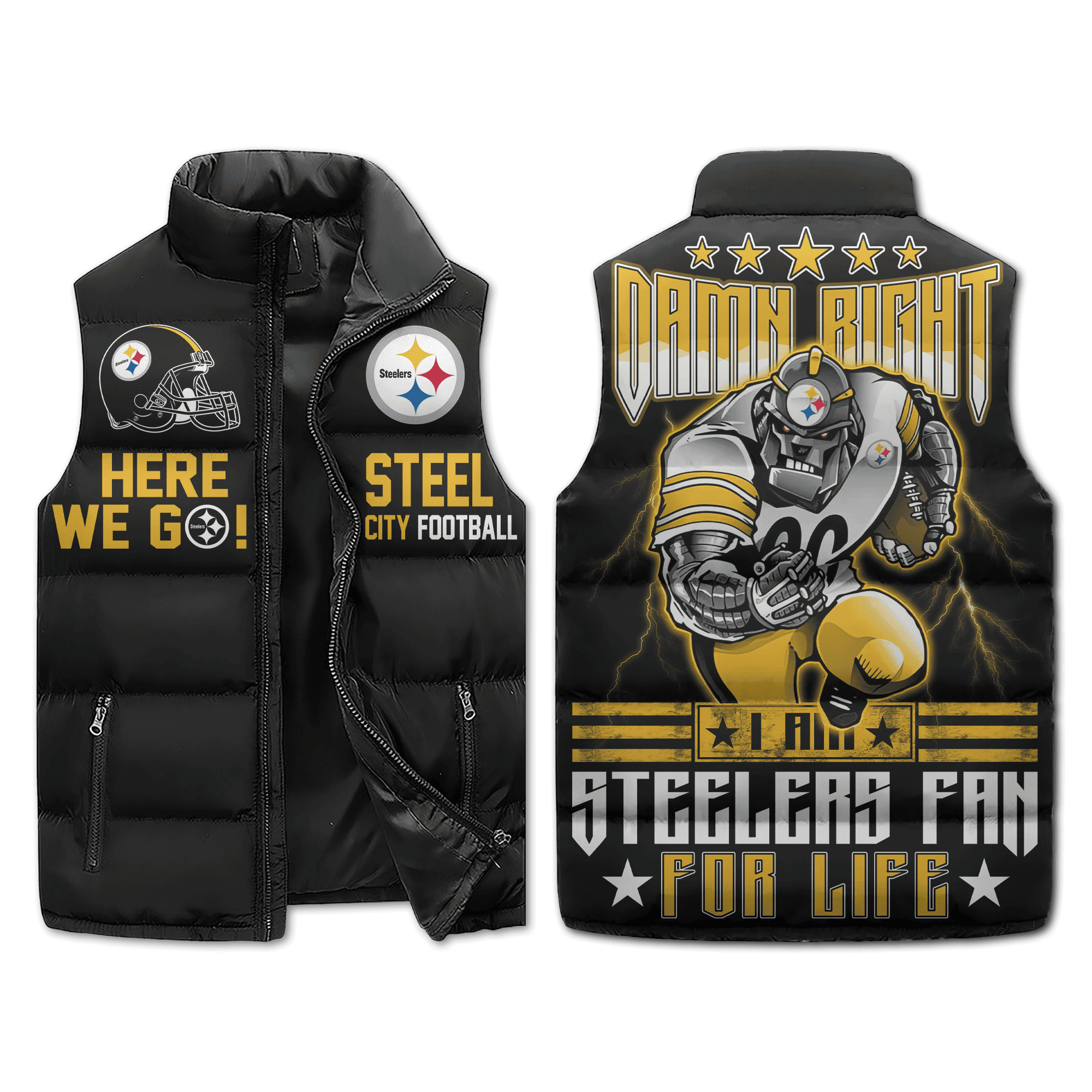 Pittsburgh Steelers NFL Sleeveless Puffer Jacket
