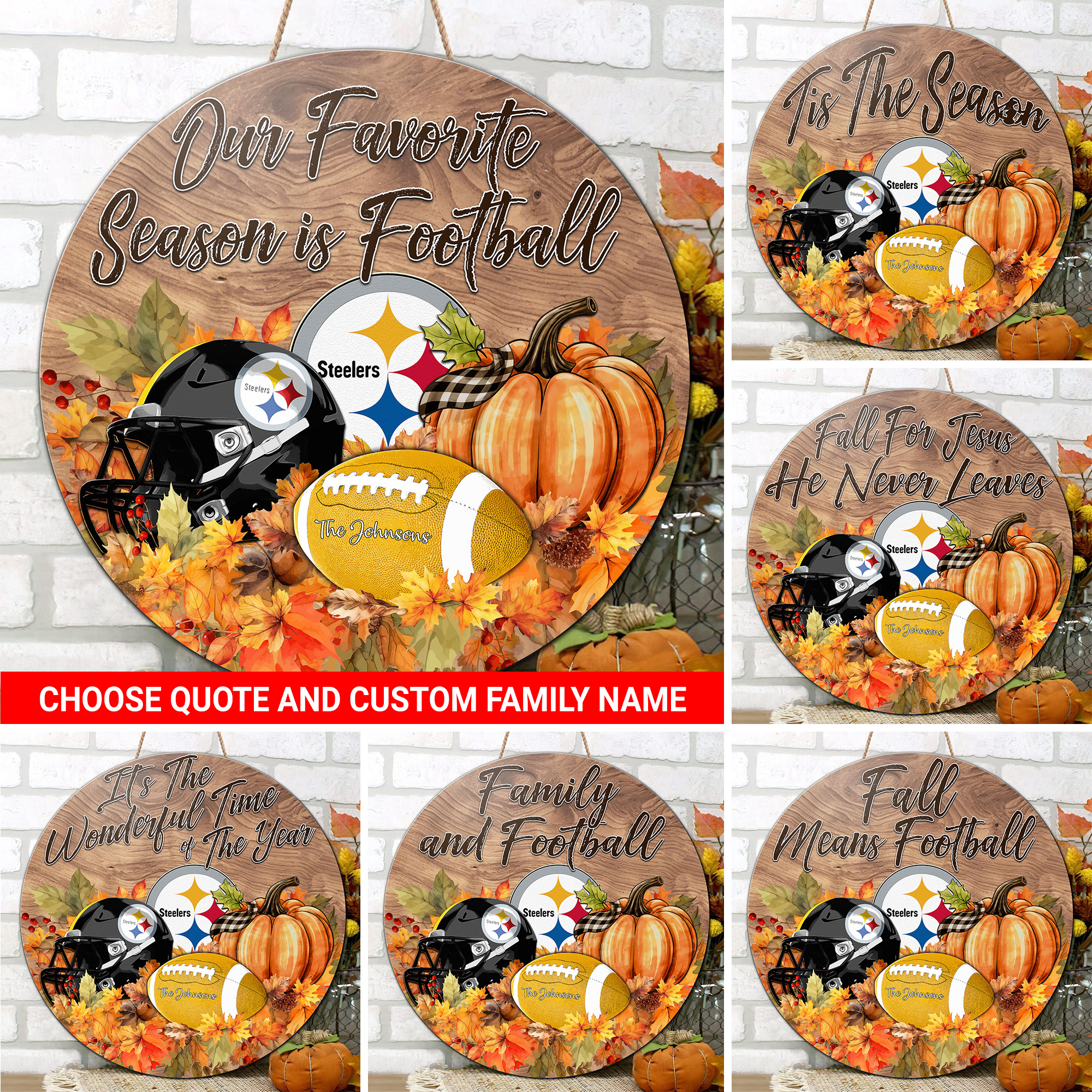 Pittsburgh Steelers Shape Wooden Sign Custom Your Family Name And Choose Your Quotes, Sport Sign