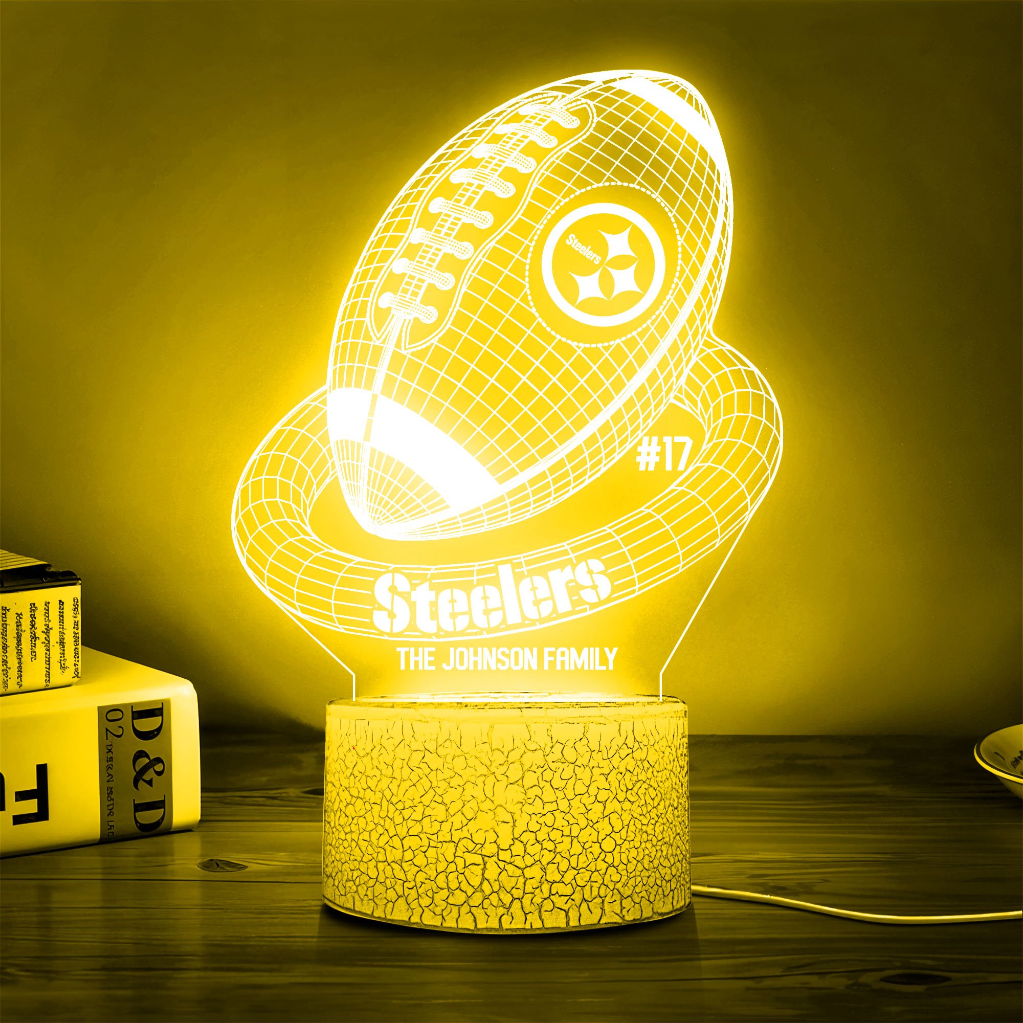 Pittsburgh Steelers Sport Team 3D Led Lamps Custom Family Name And Number, Sport Gifts, Sport Home Decor 
