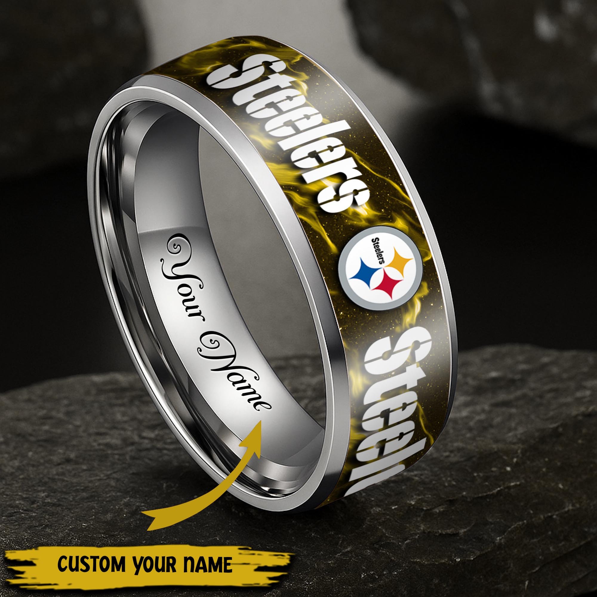 Pittsburgh Steelers Stainless Steel Rings Comes With Box 2025 Versions, Gifts For Fan
