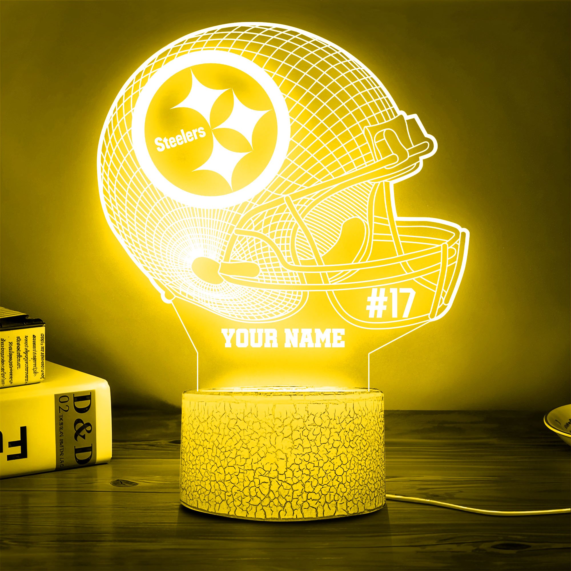Pittsburgh Steelers Team 3D Led Lamp Custom Name And Year, Sport Lamp, Home Decor 