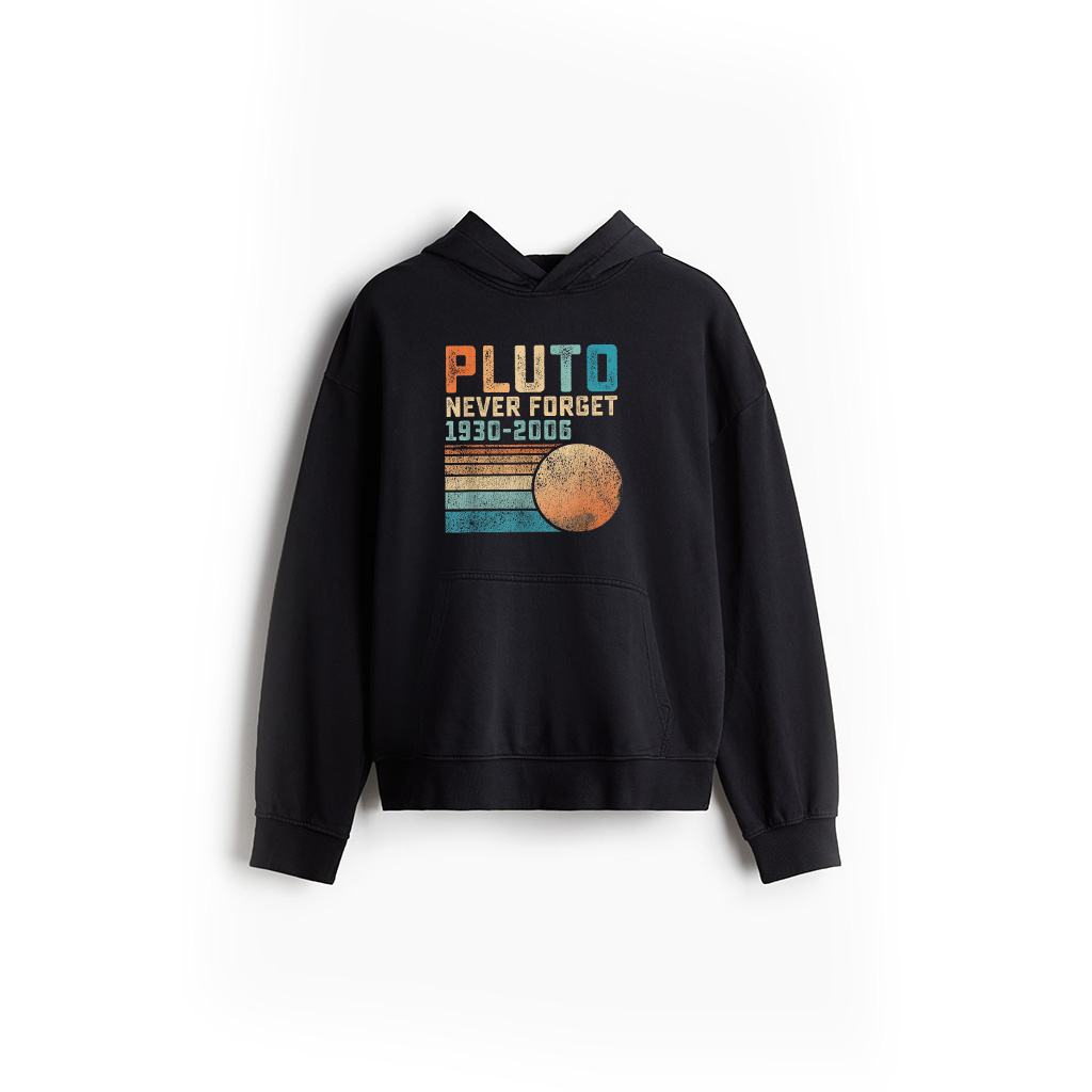 Pluto Never Forget Funny Astronomy Space Science Nerd Hoodie