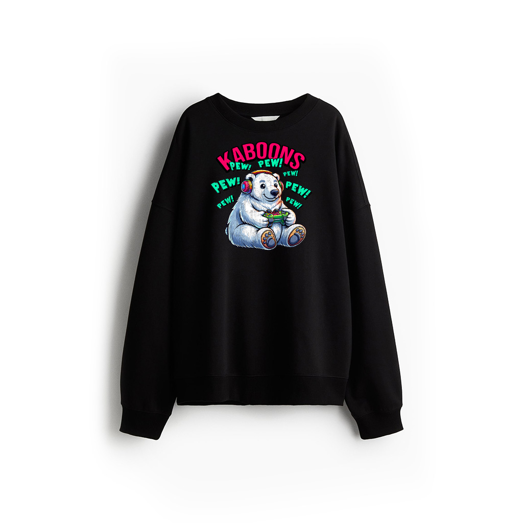 Polar Bear Gamer Pew Funny Video Games Vintage Sweatshirt